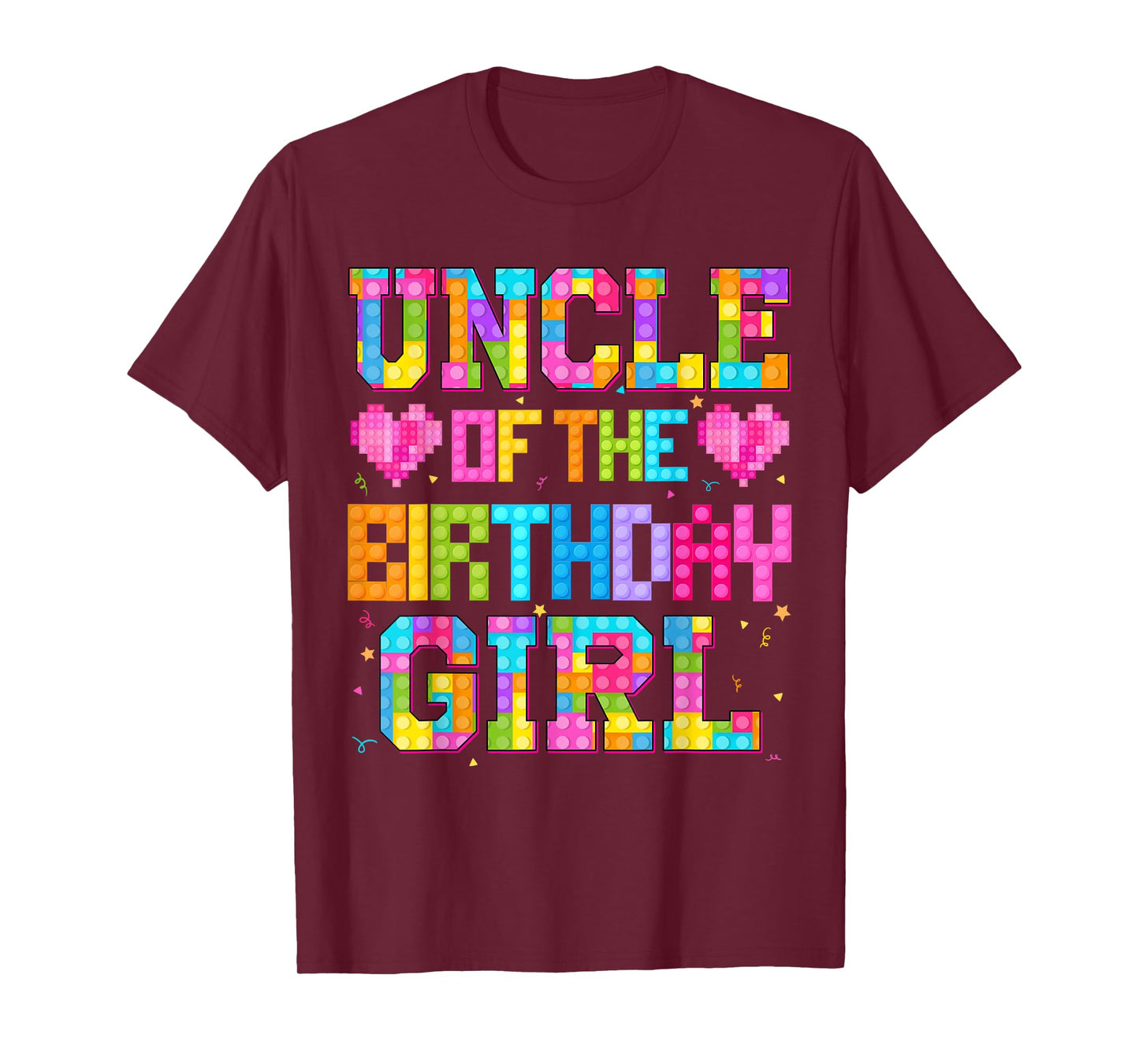 Uncle Of The Birthday Girl Build Brick Family Matching T-Shirt