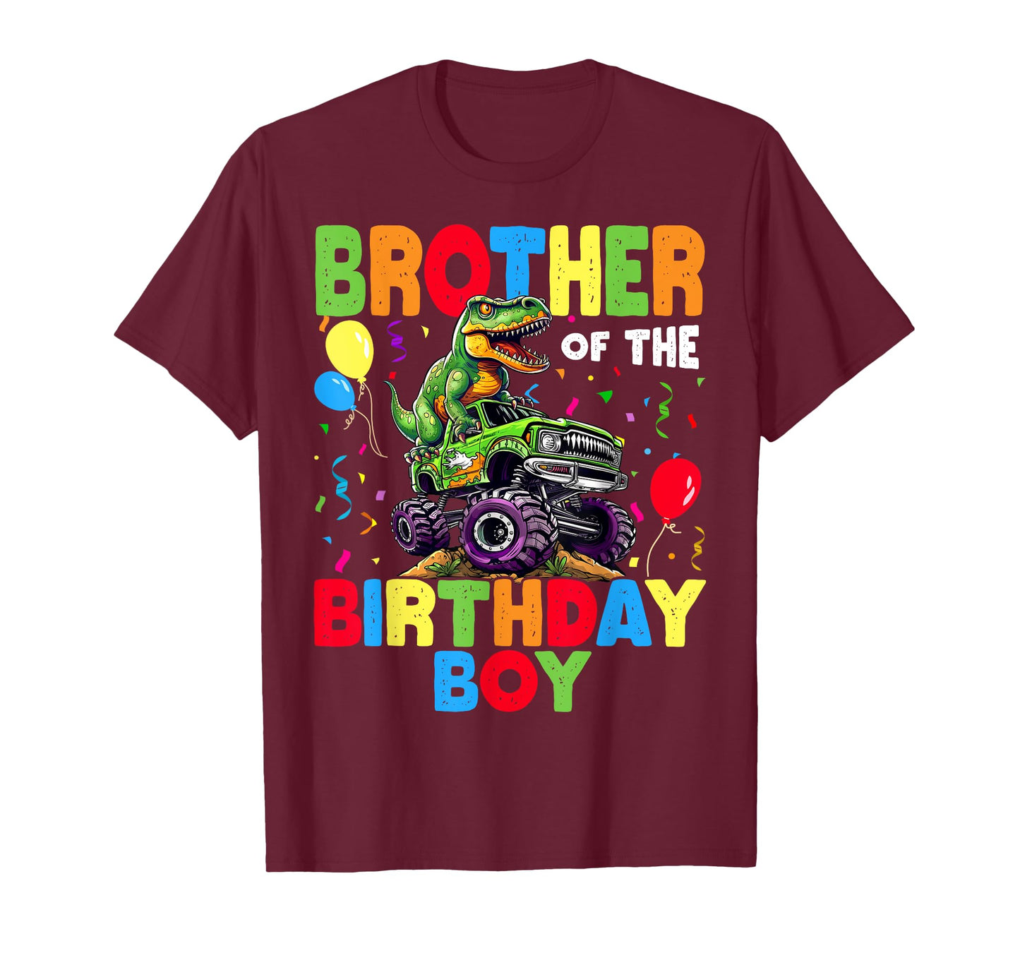 Brother Of The Birthday Boy Dinosaur T-Rex Monster Truck T-Shirt