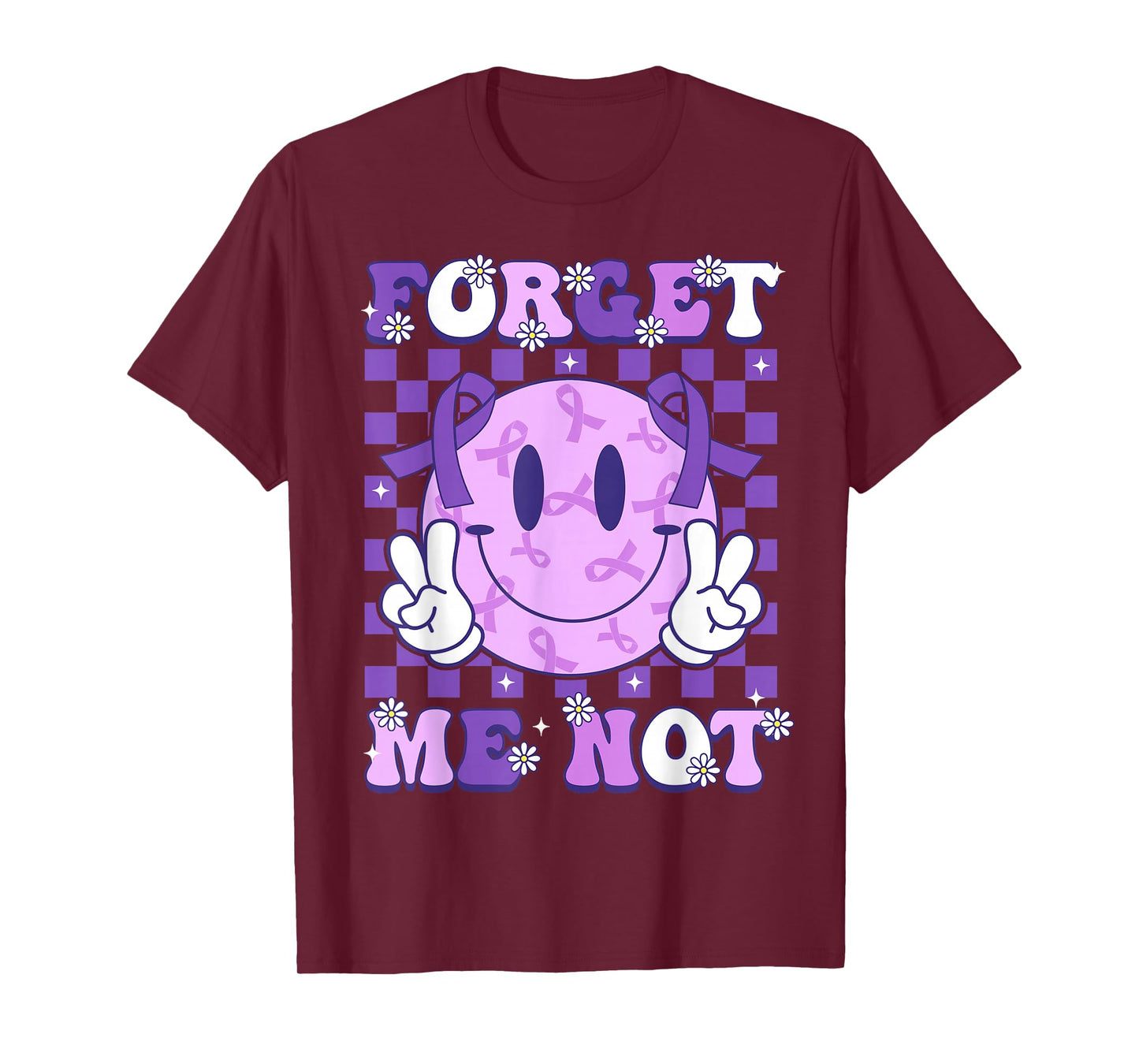 Forget Me Not Smile Face Alzheimer Awareness Support Squad T-Shirt