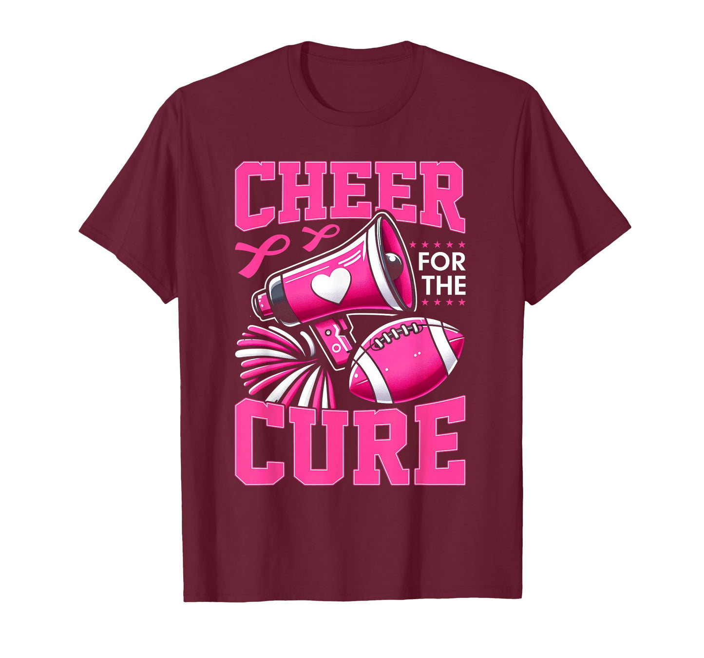 Cheer For The Cure Breast Cancer Awareness Cheerleader Funny T-Shirt