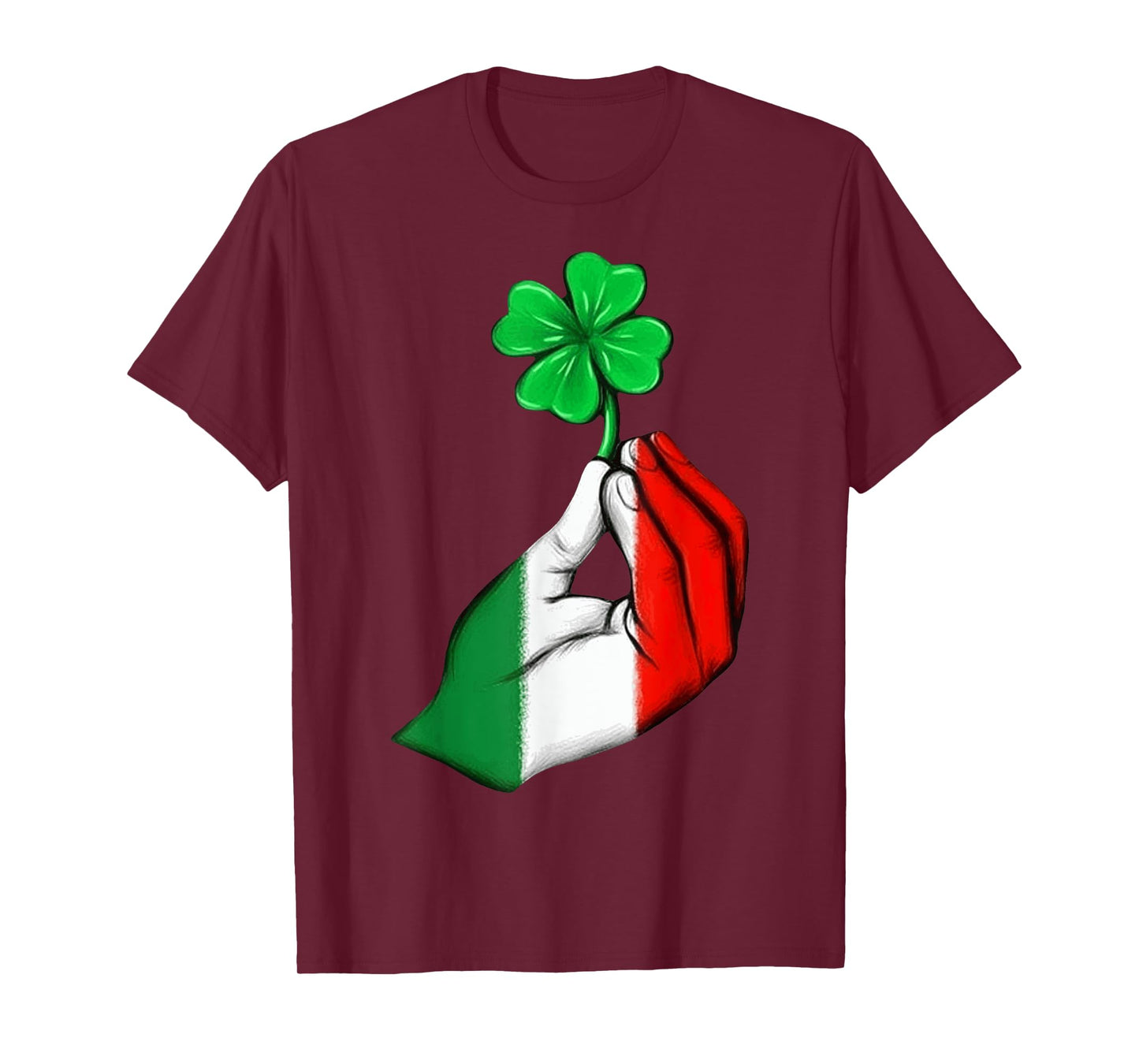 Pinched Hand Clover Italian Flag St. Patrick'S Day Shamrock T-Shirt