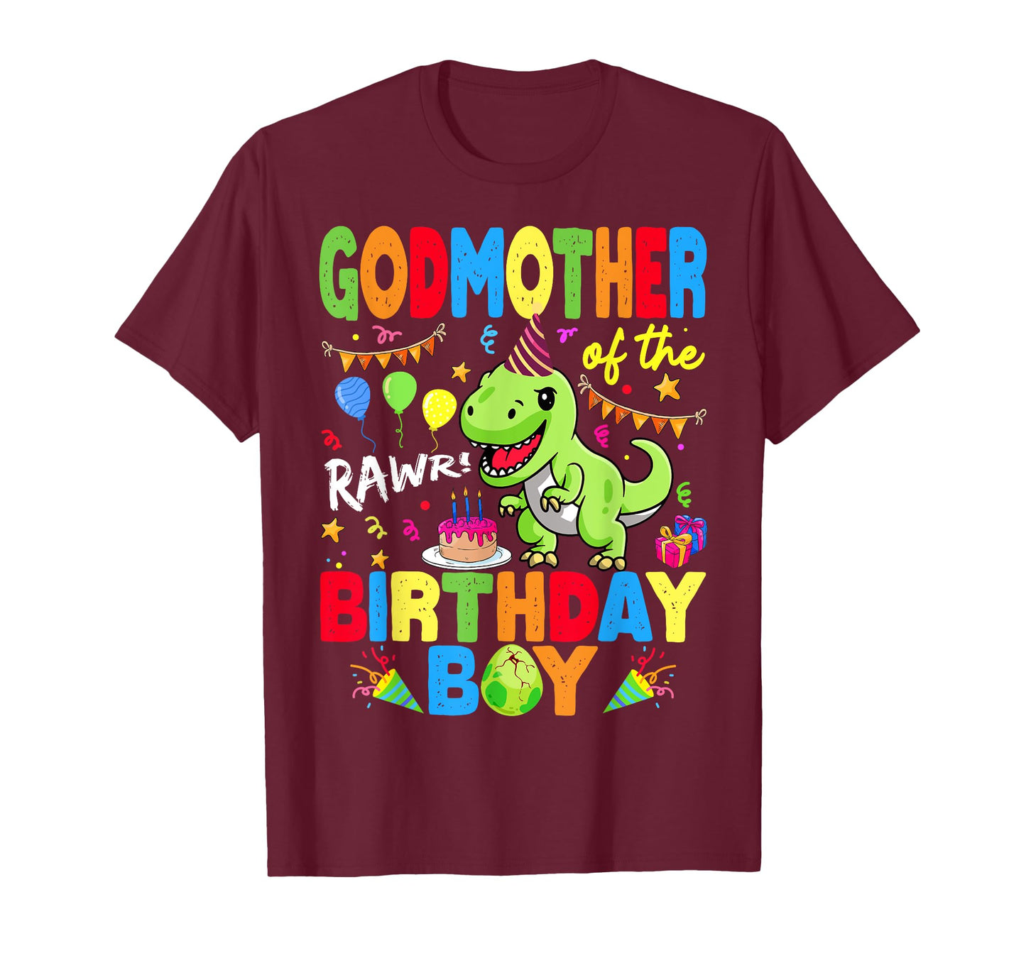 GodMother Of The Birthday Boy Dinosaur T-Rex RAWR T-Shirt