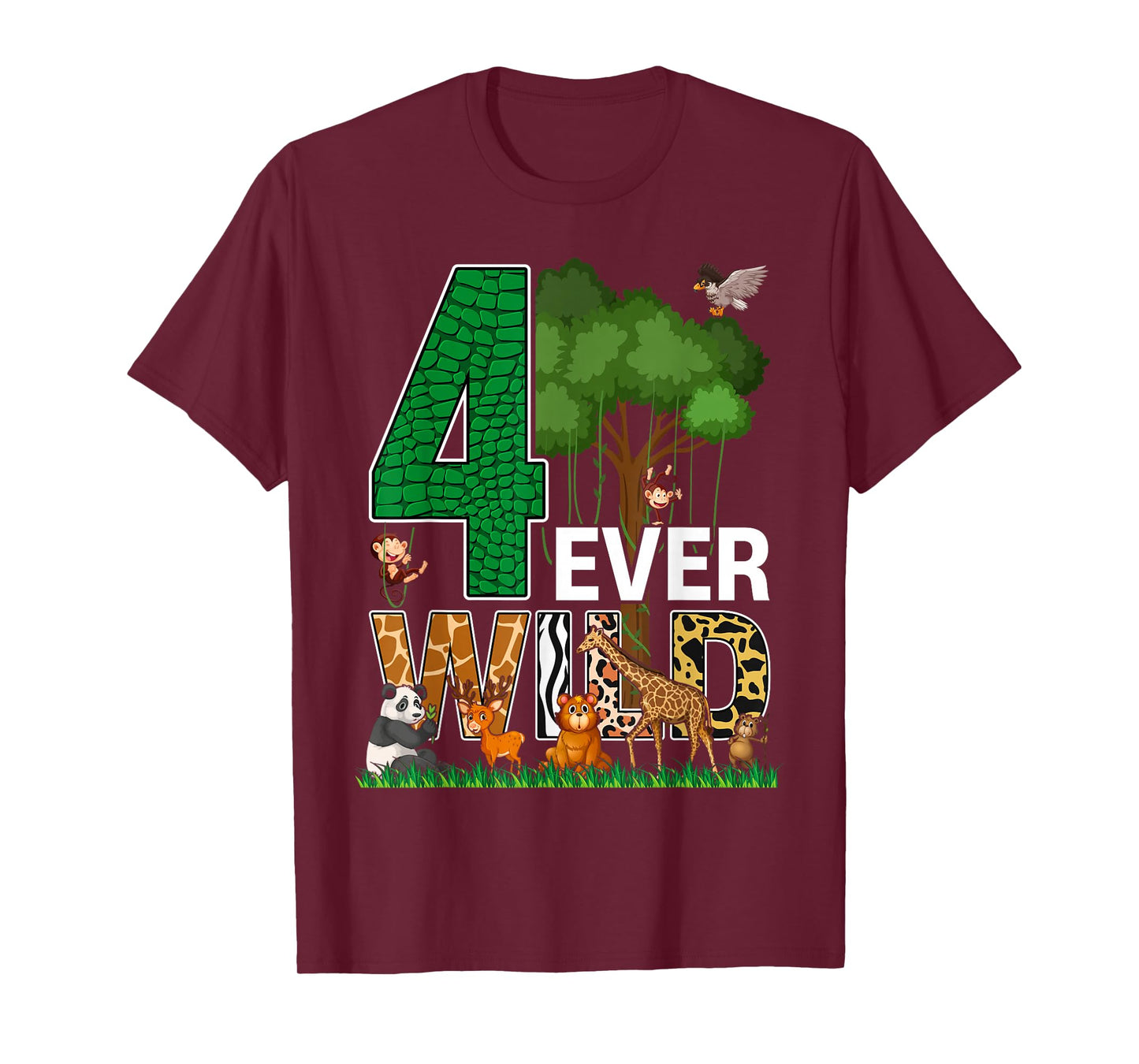 4 Ever Wild Birthday Decorations Boy Zoo 4th Birthday Party T-Shirt