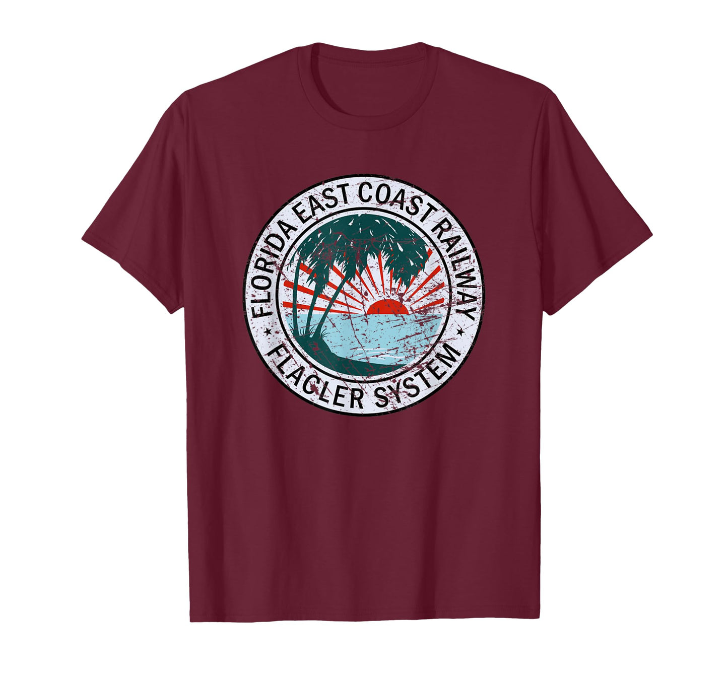 Vintage Distressed Florida East Coast Railway Sunset Tee T-Shirt