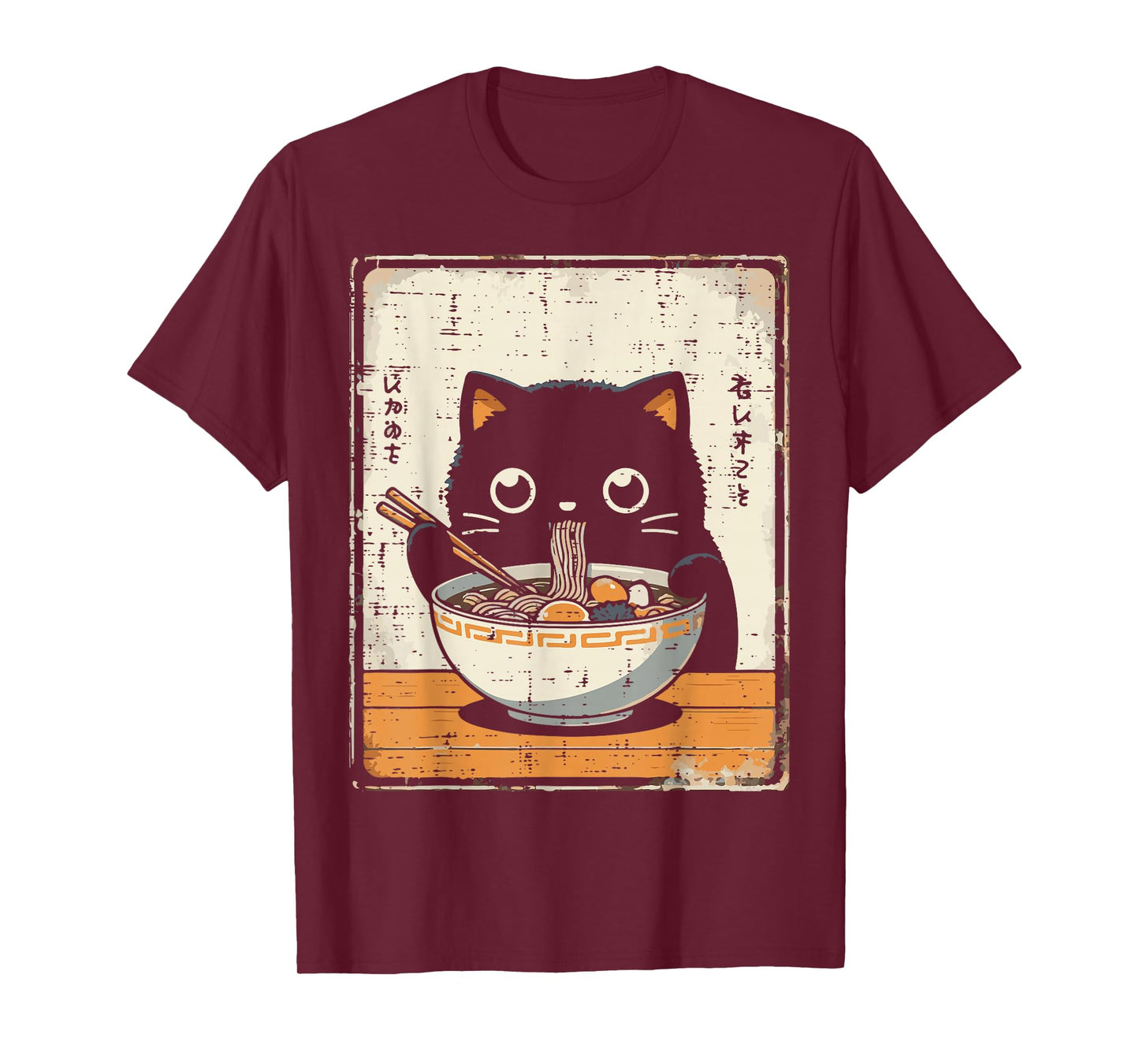 Japanese Black Cat Ramen Kawaii Noodles Art Women Girls Kids T-Shirt