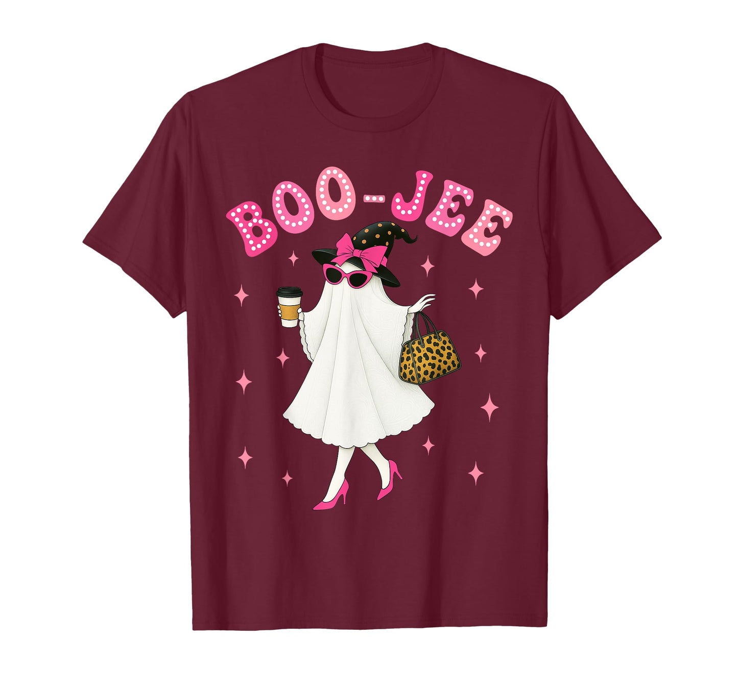 Boujee Boo Jee Spooky Pink Ghost Halloween Girls Women T-Shirt