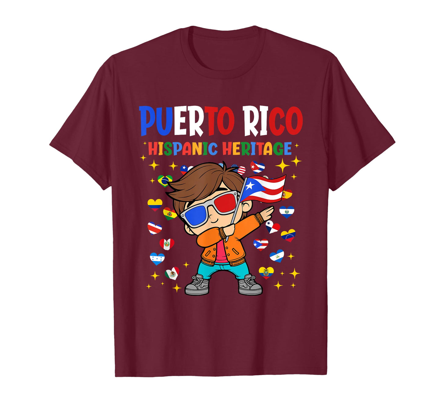 Hispanic Heritage Puerto Rican Flag Proud Rico Boys Kids T-Shirt