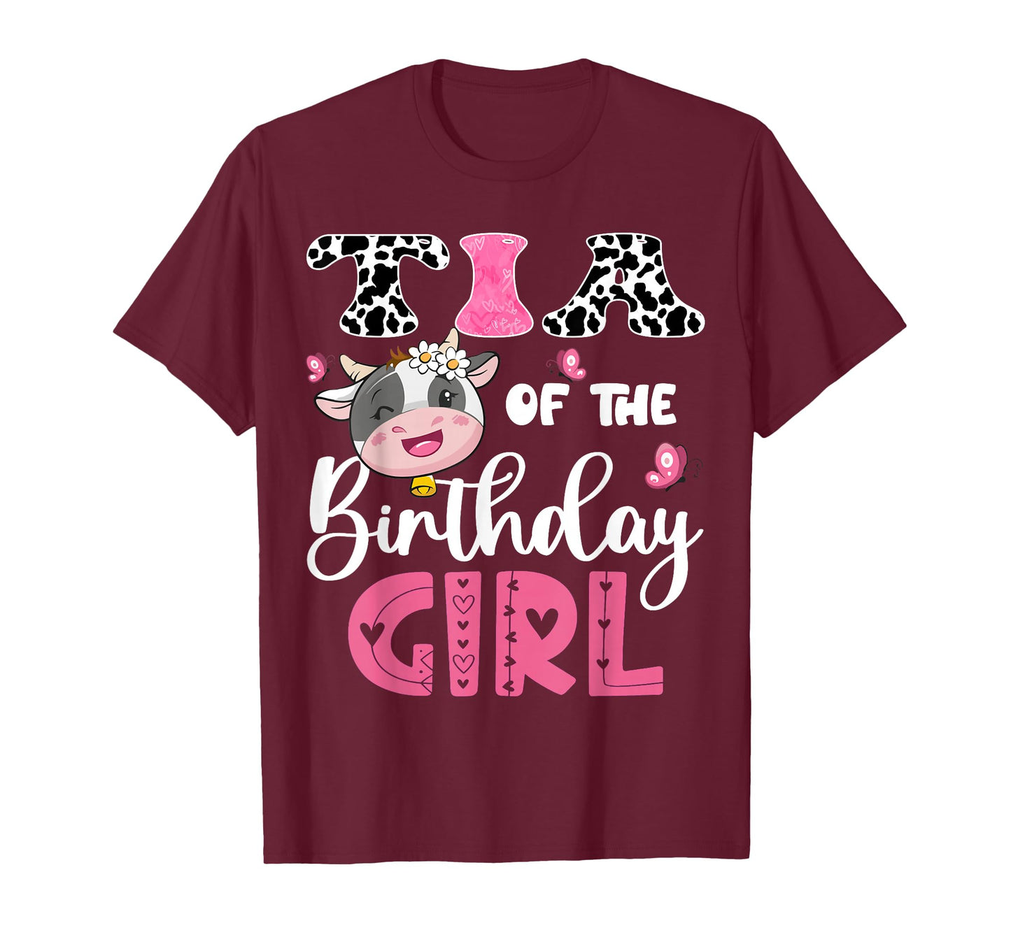 Tia Of The Birthday Girl Farm Cow 1St Birthday Party T-Shirt