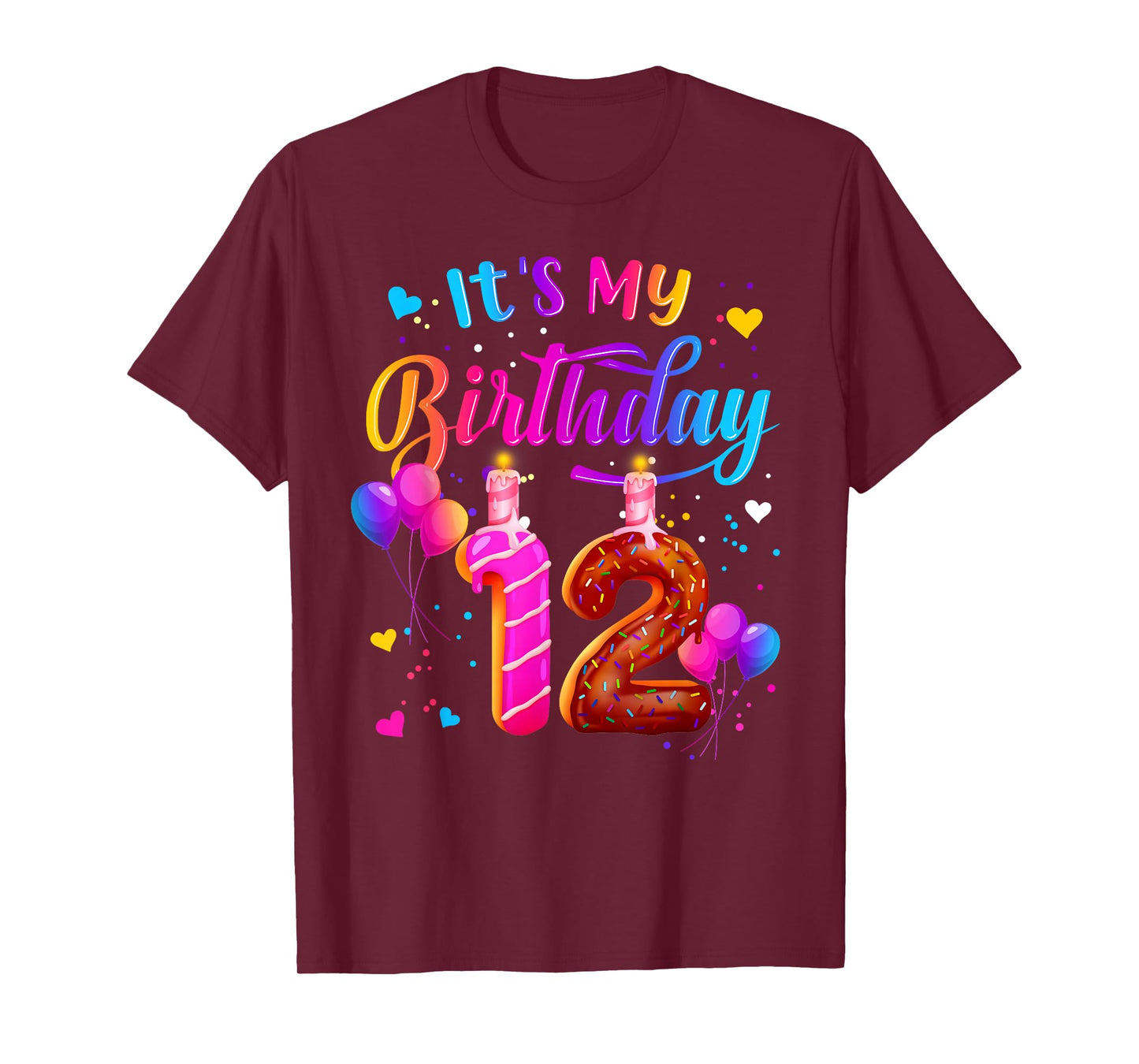 It's My 12th Birthday Doughnut Happy 12 Years Old Girl Kids T-Shirt