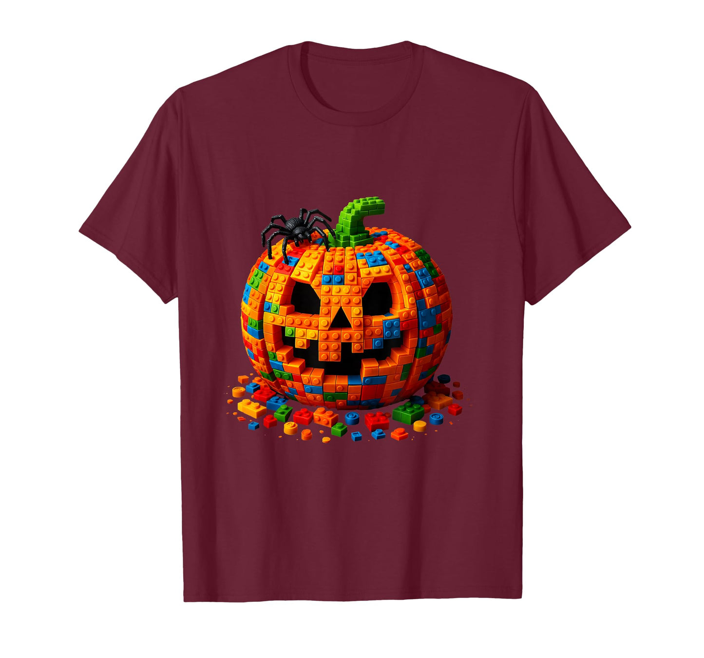Building Bricks Halloween Pumpkin Master Builder Brick Treat T-Shirt