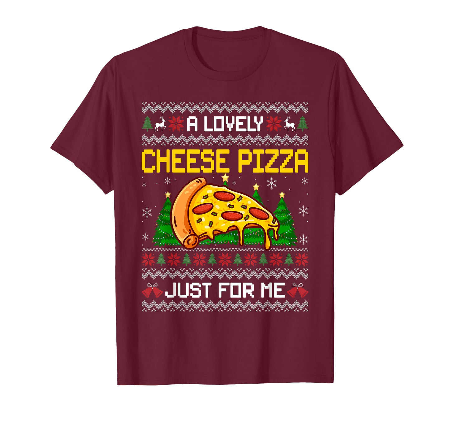 Lovely Cheese Pizza Christmas Funny Kevin Xmas Ugly Sweater T-Shirt