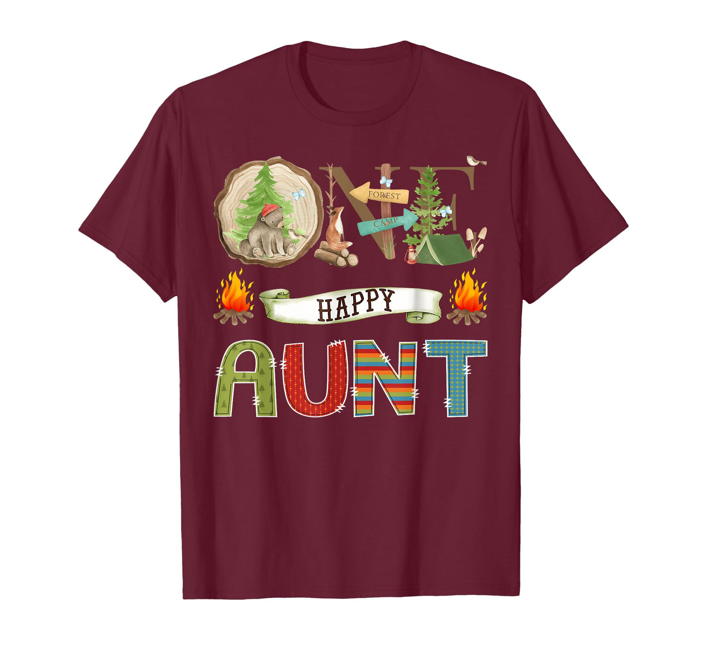 One Happy Aunt Camper 1St Birthday Camping Bear T-Shirt