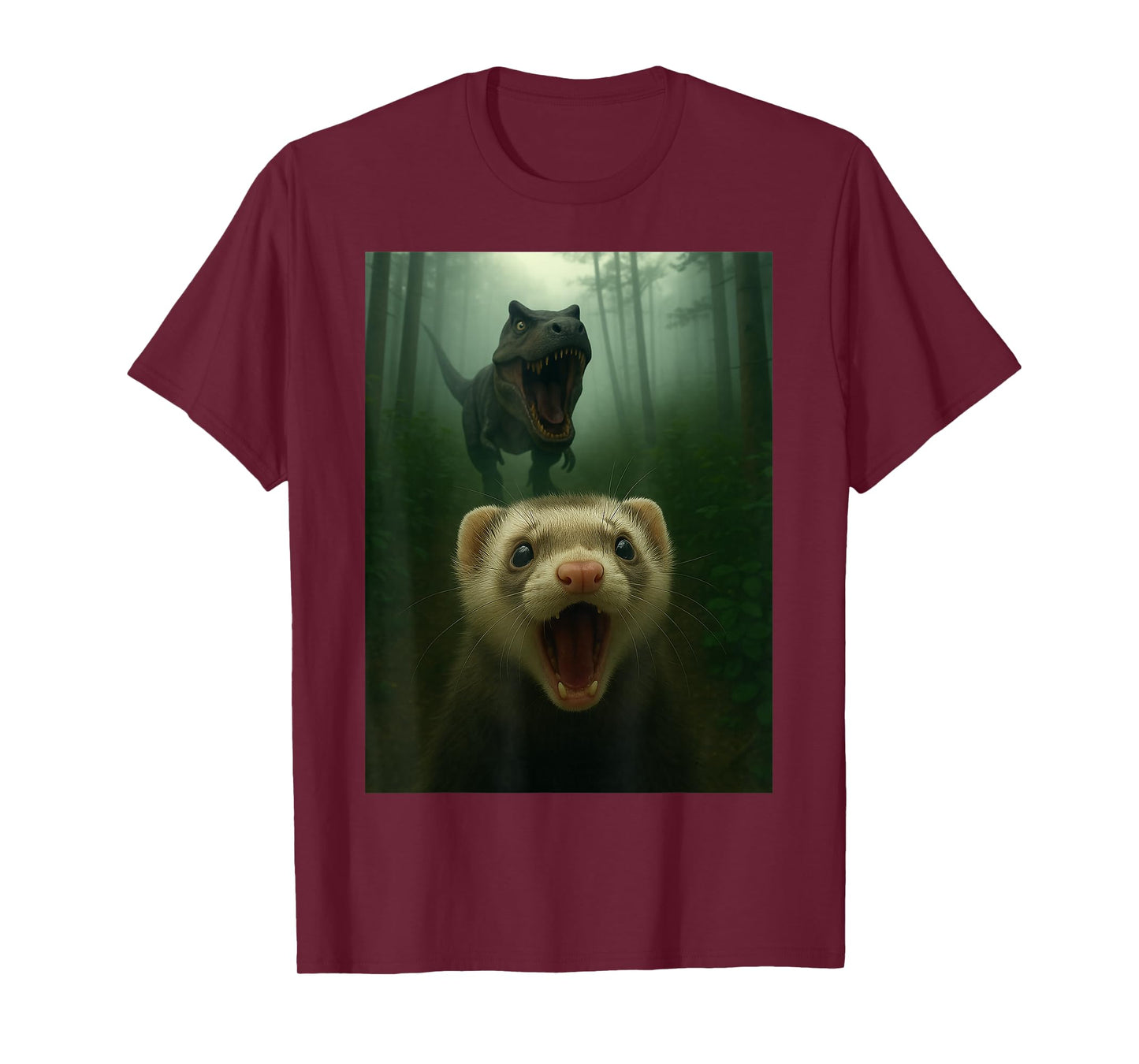 Funny Ferret Selfie with T-Rex Dinosaur Gifts Men Women Kid T-Shirt