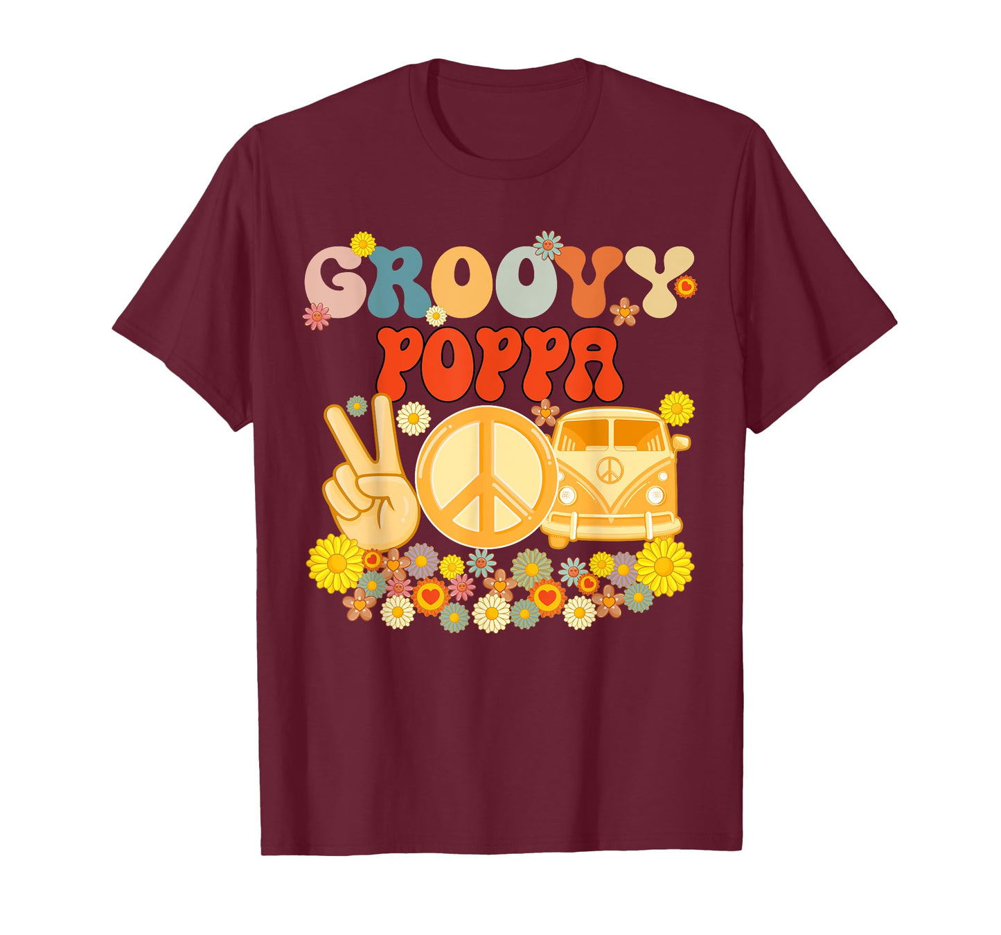 Groovy Poppa Retro Matching Family Baby Shower Father's Day T-Shirt