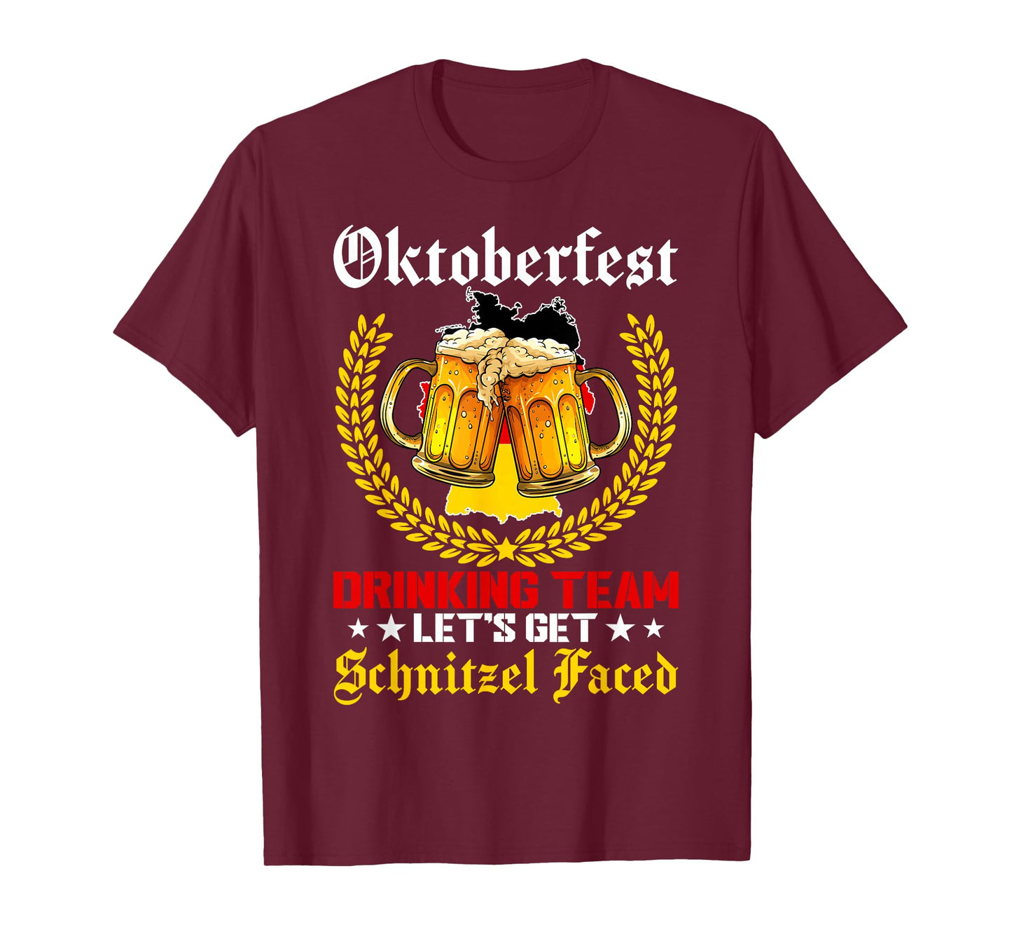 Funny Oktoberfest Drinking Team Let's Get Schnitzel Faced T-Shirt