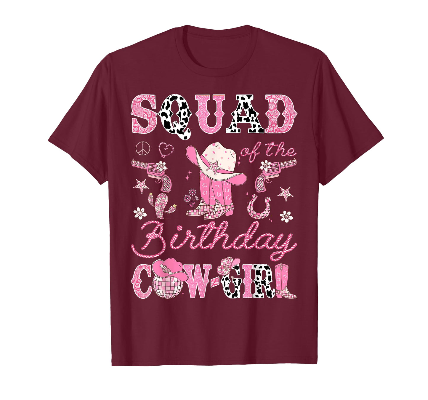 Squad Of The Birthday Cow-Girl Pink Rodeo Western T-Shirt