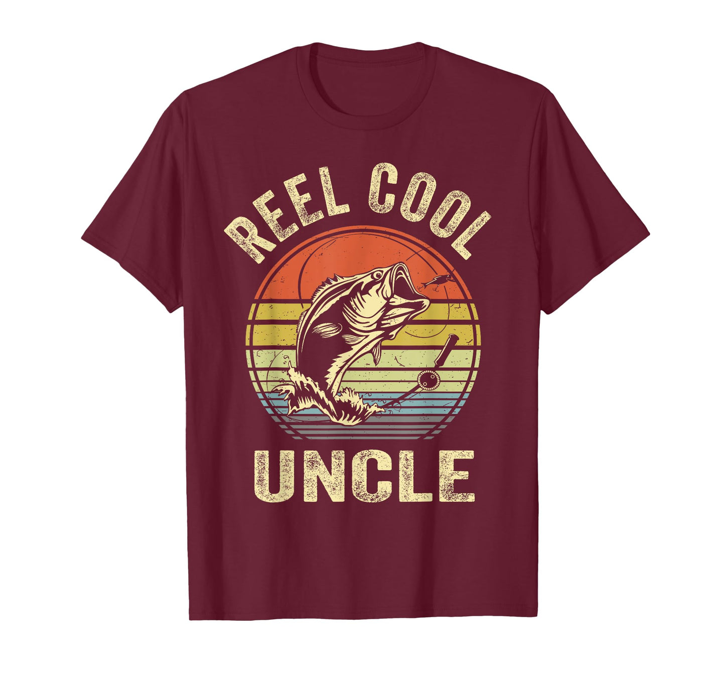 Fishing Reel Cool Uncle Bass Fish Funny Dad Graphic T-Shirt
