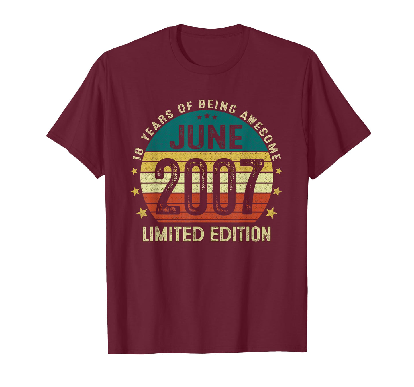 18 Year Old Gifts 18 Birthday June 2007 Limited Edition T-Shirt