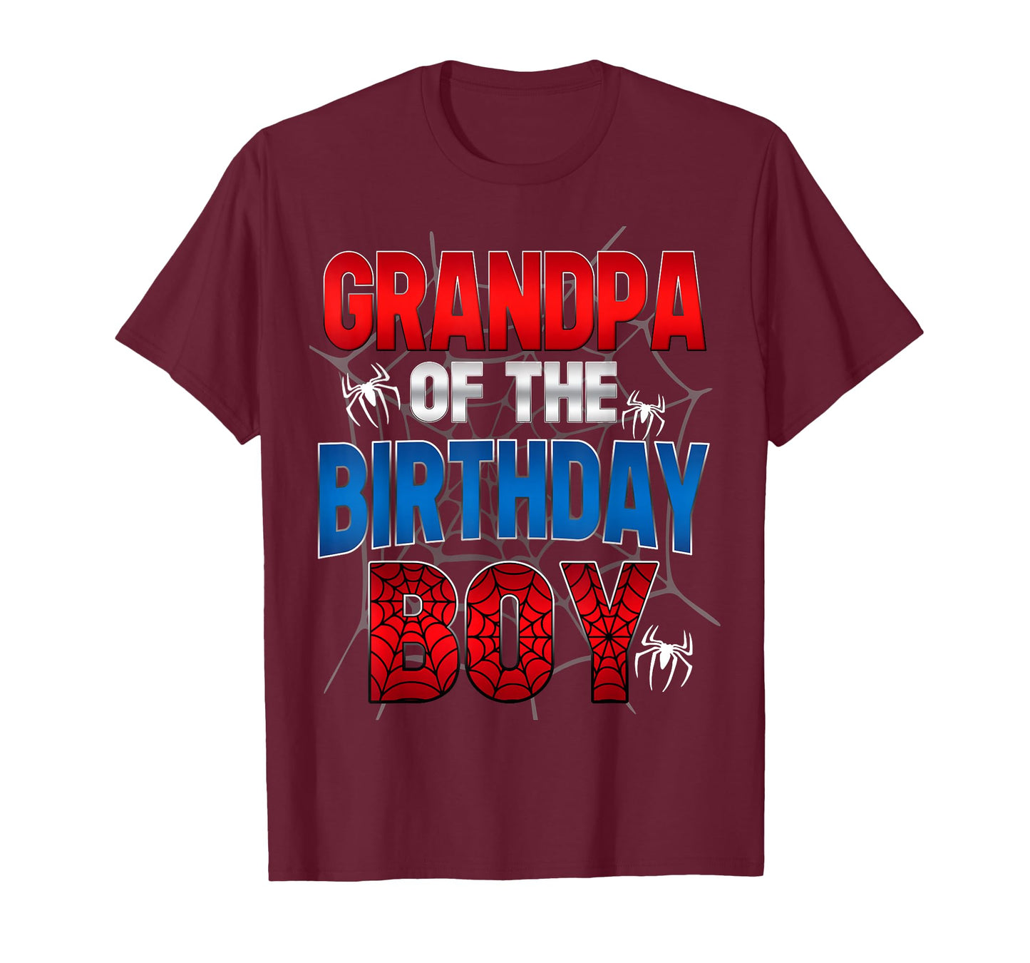 Grandpa Of The Birthday Boy Shirt Matching Family Spider Web T-Shirt