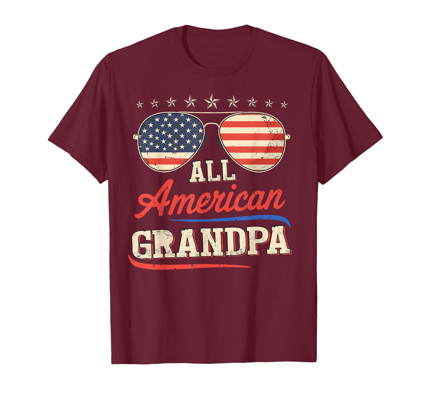 All American Grandpa Patriotic USA Flag Sunglasses Vintage T-Shirt