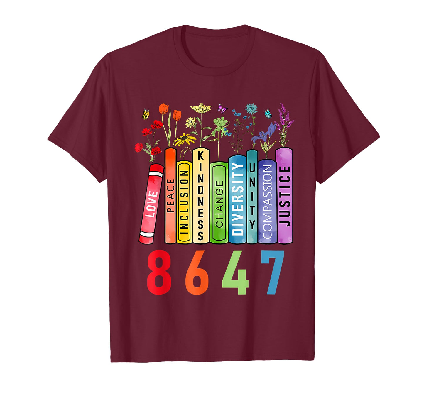 8647 Equal Rights Book Flower Trump Women Rights Feminist T-Shirt