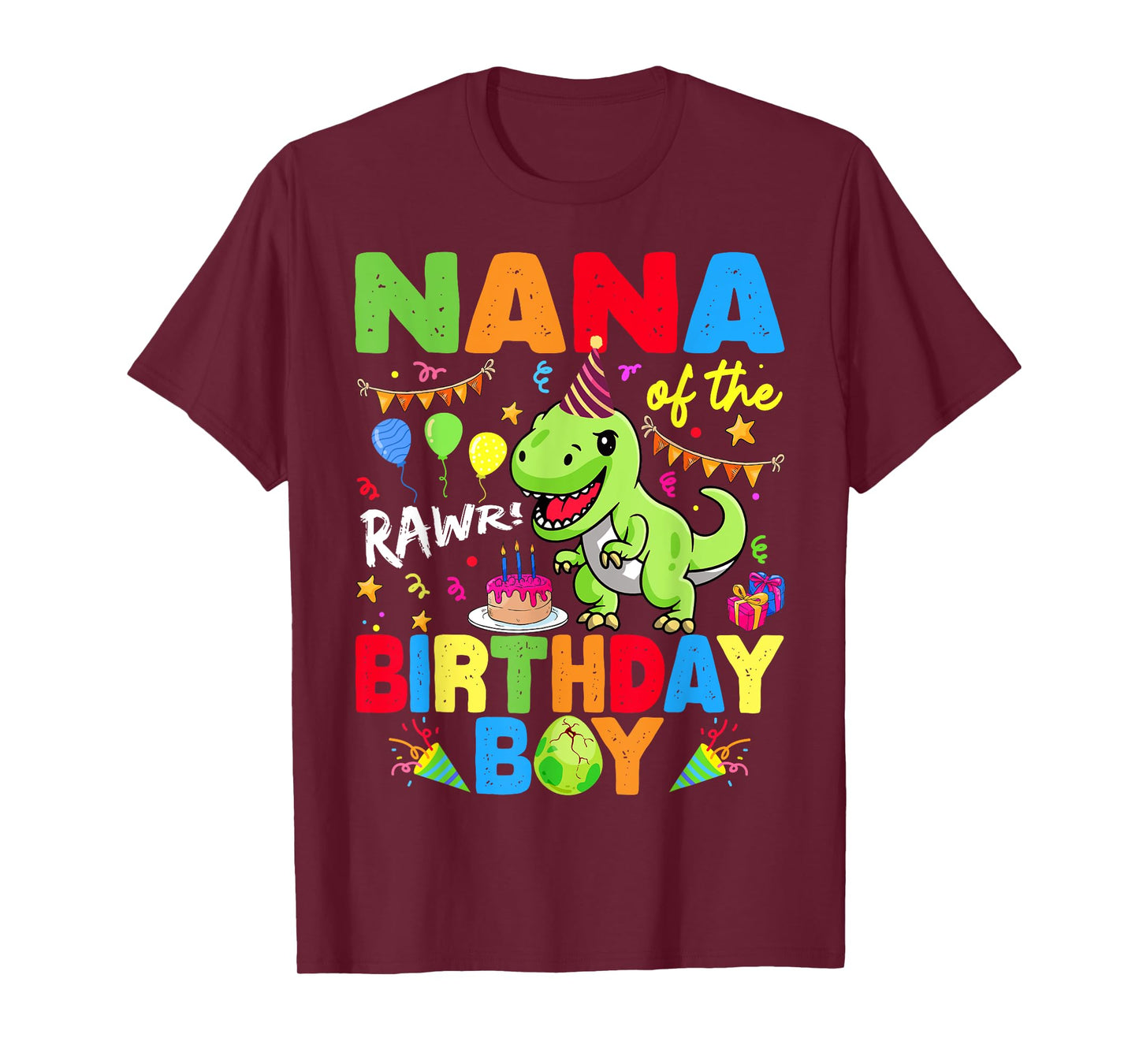 Nana Of The Birthday Boy Dinosaur T-Rex RAWR T-Shirt