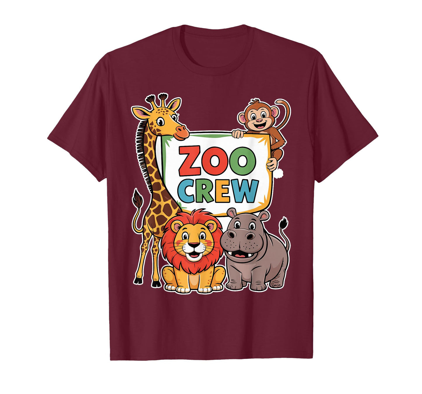 Zoo Crew Wildlife Safari Animals Giraffe Monkey Lion Hippo T-Shirt