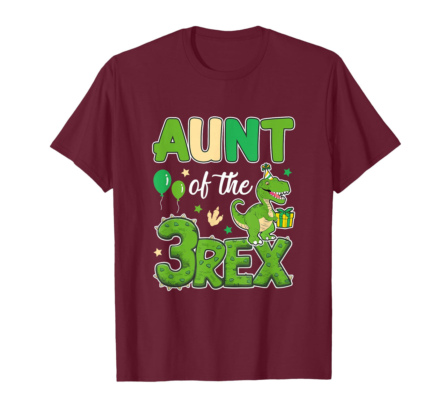 Aunt Of The Three Rex Birthday Dinosaur Family Matching T-Shirt