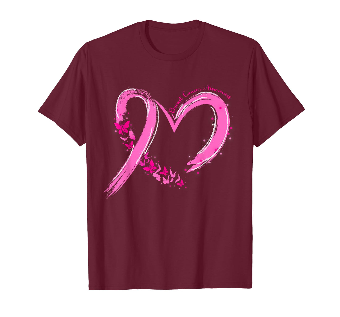 Breast Cancer Awareness Pink Ribbon Butterfly Support Women T-Shirt