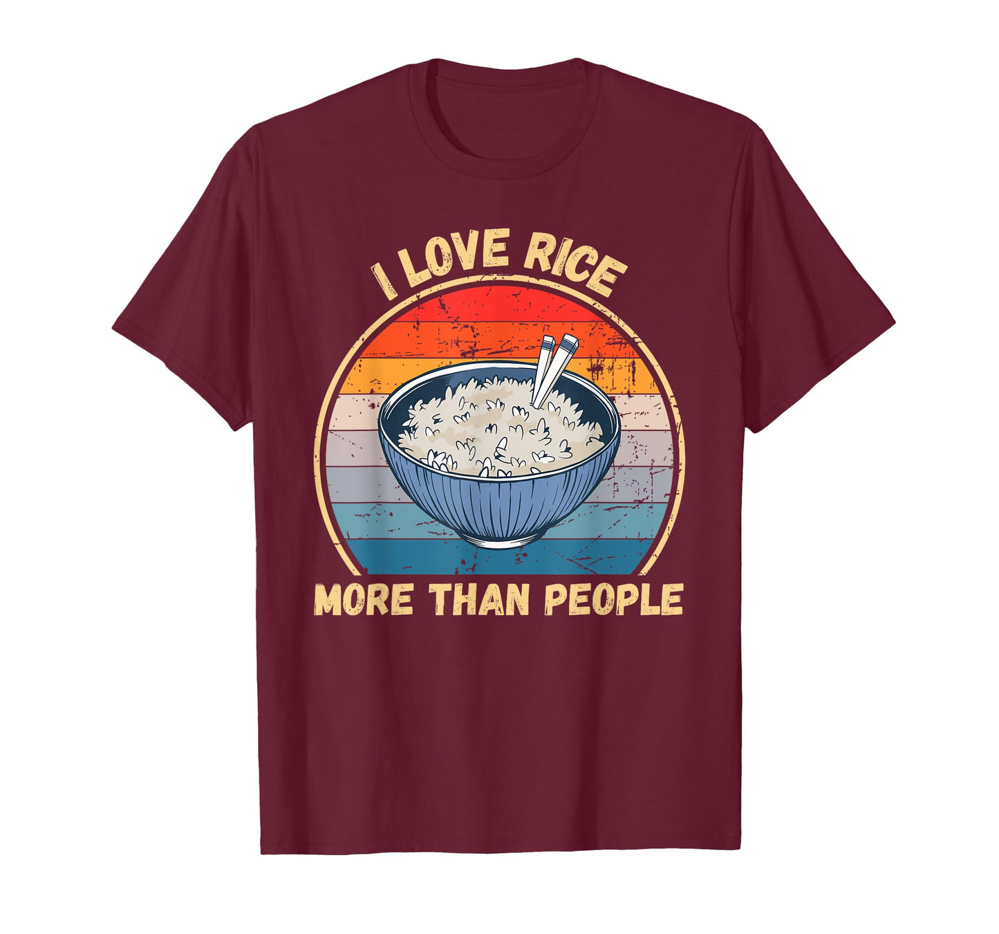 Vintage I Love Rice More Than People Rice Food Lover T-Shirt