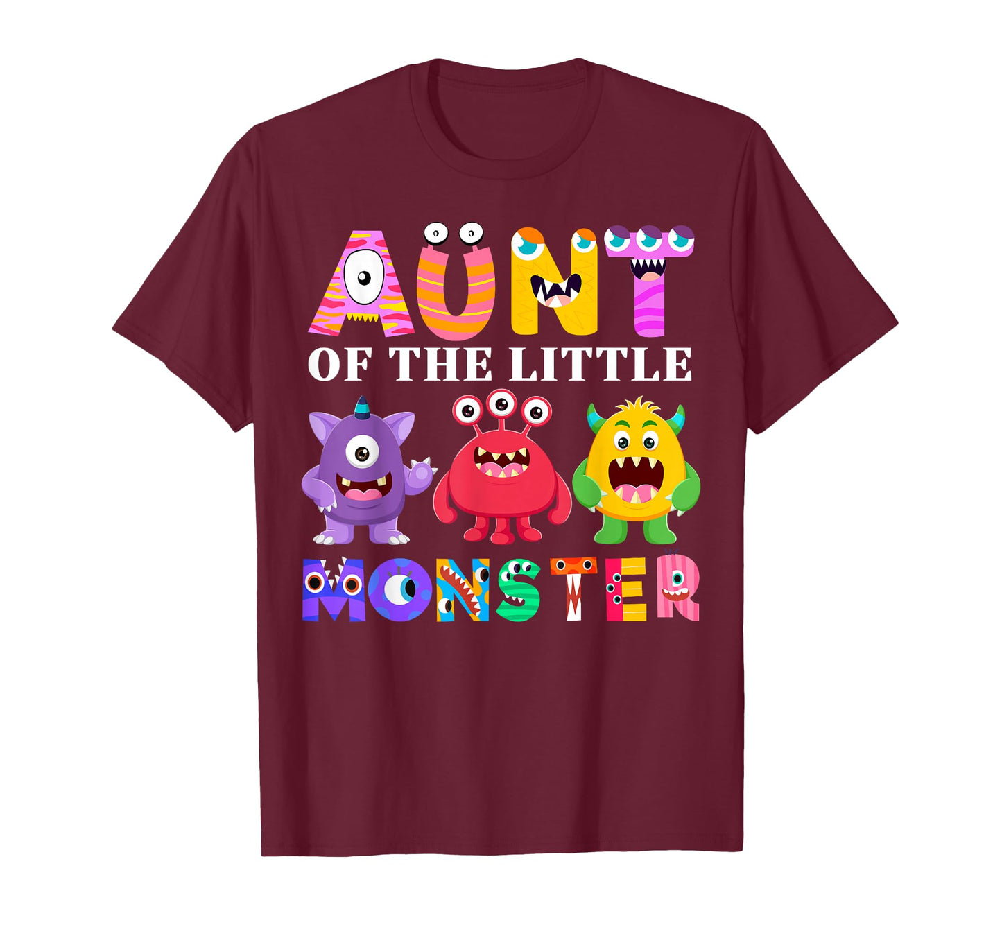 Aunt Of The Little Monster Birthday Party Family Monster T-Shirt