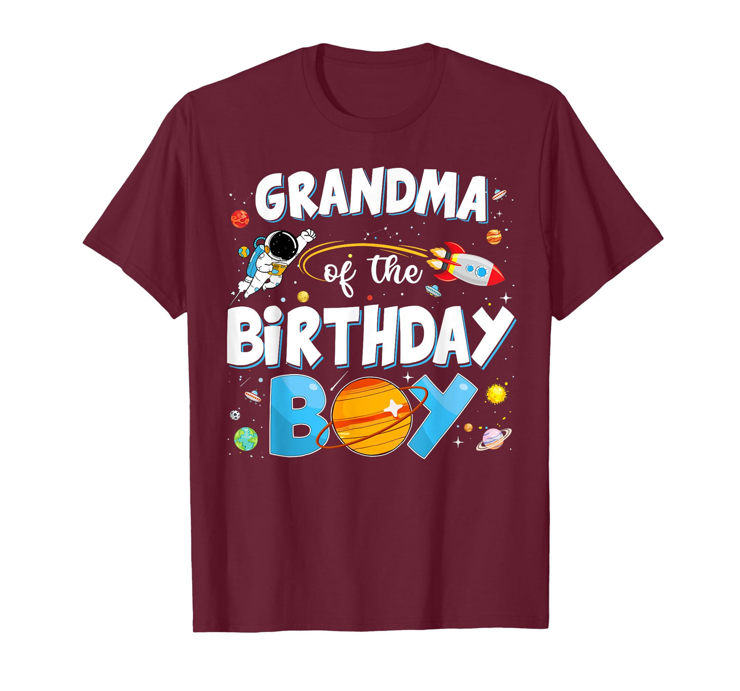 Funny Grandma Of The Birthday Boy Astronaut Space Planet T-Shirt