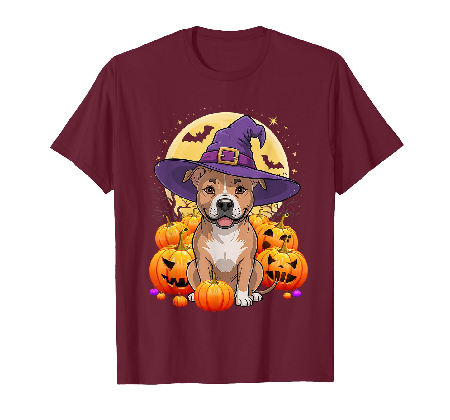 Halloween Pitbull Dog Pumpkin Costume for Men Women Kids T-Shirt