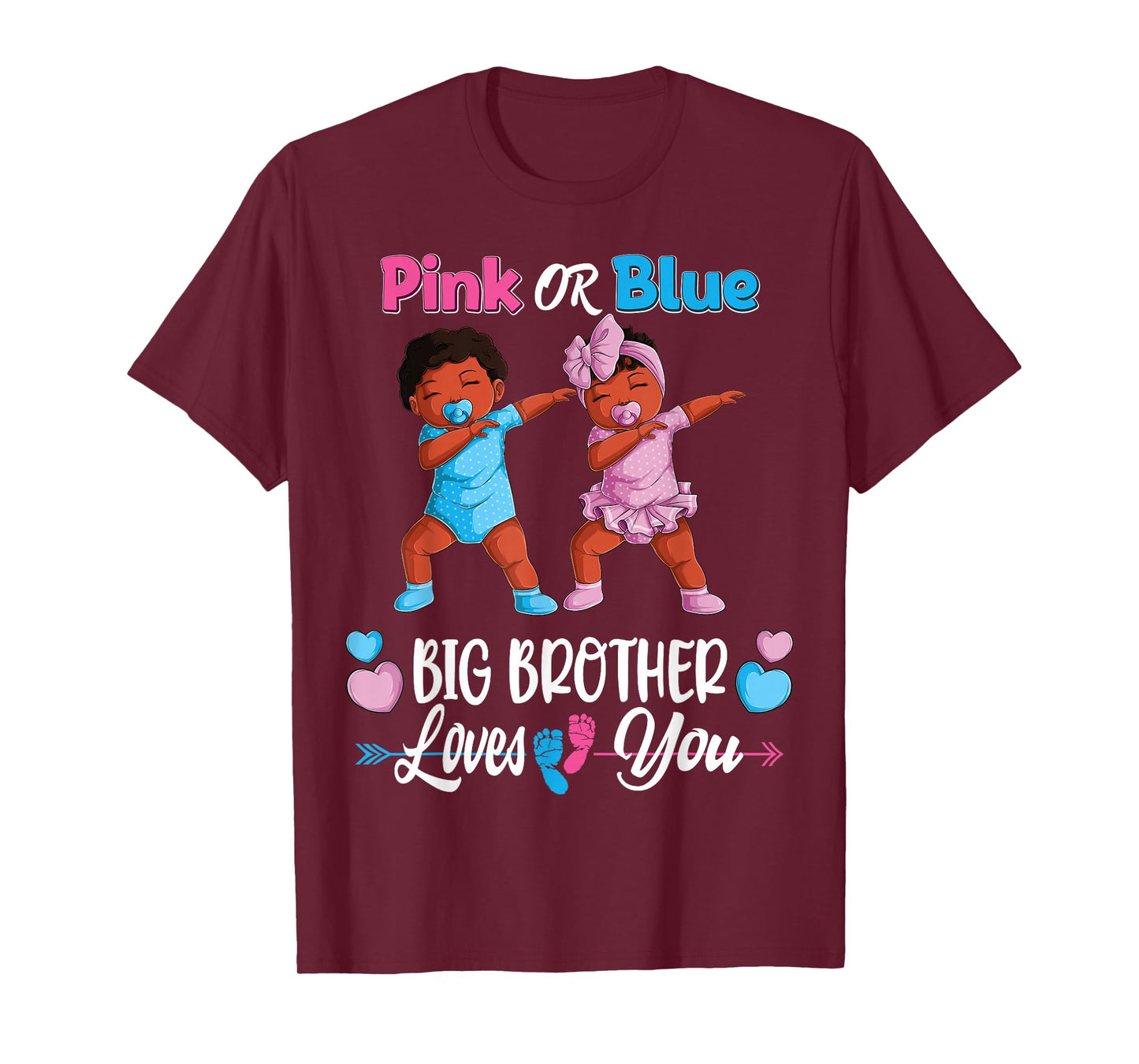 Pink Or Blue Big Brothers Loves You Black Baby Gender Reveal T-Shirt