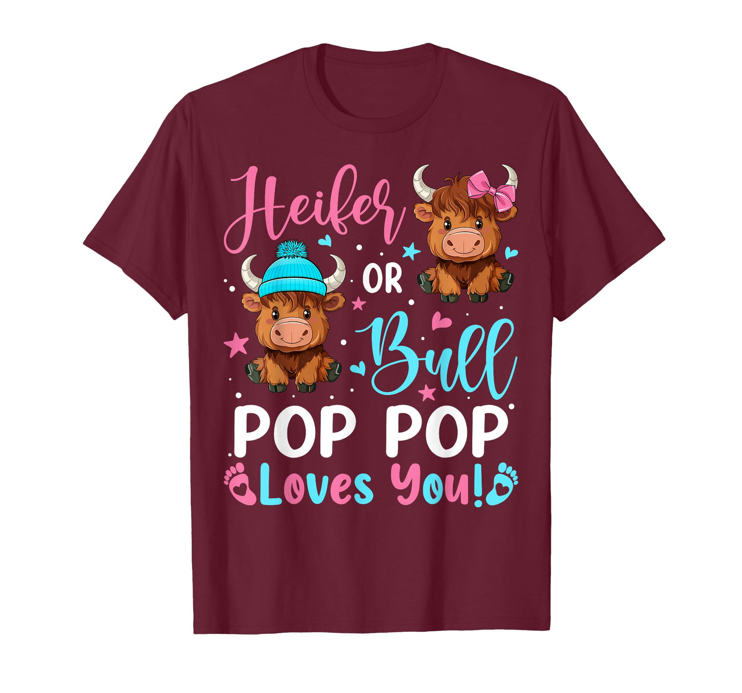 Bull or Heifer Pop Pop Loves You Highland Cow Lover T-Shirt