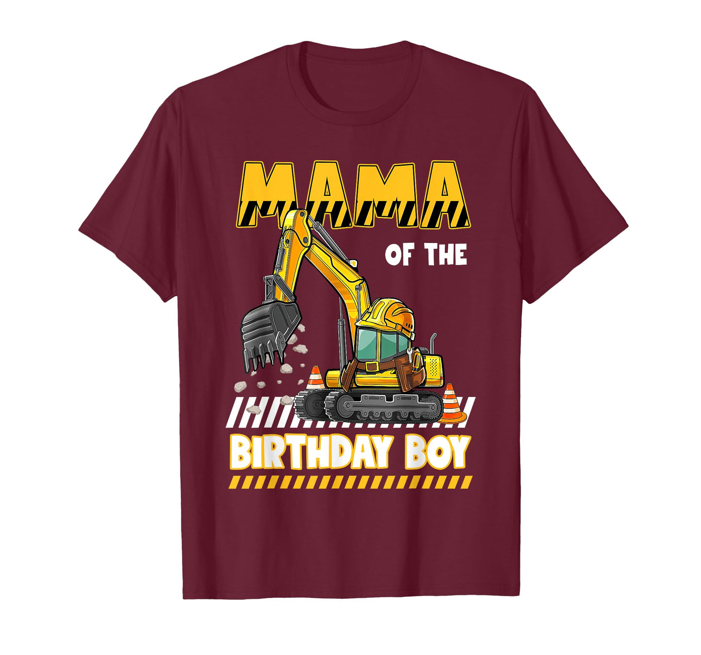 Mama Of The Birthday Boy Construction Excavator Family T-Shirt