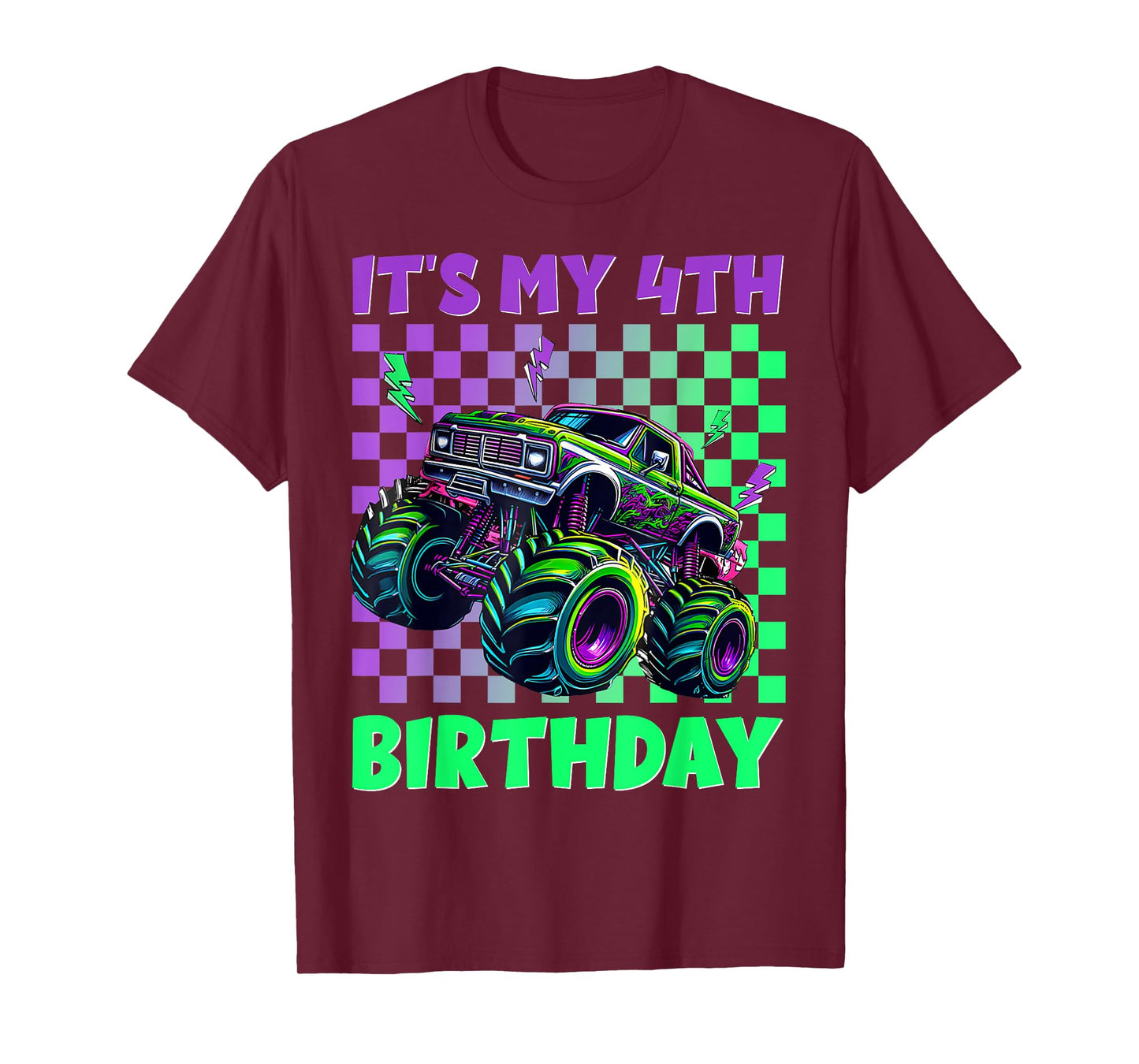 Funny It's My 4th Birthday Boy Monster Truck Boys Girls Kids T-Shirt
