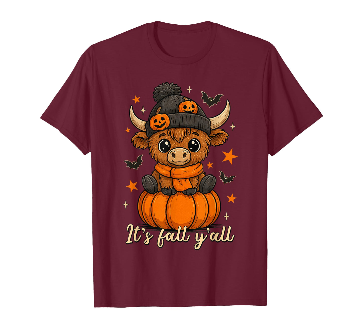 It's Fall Y'all Highland Cow Pumpkin Fall Cow Thanksgiving T-Shirt