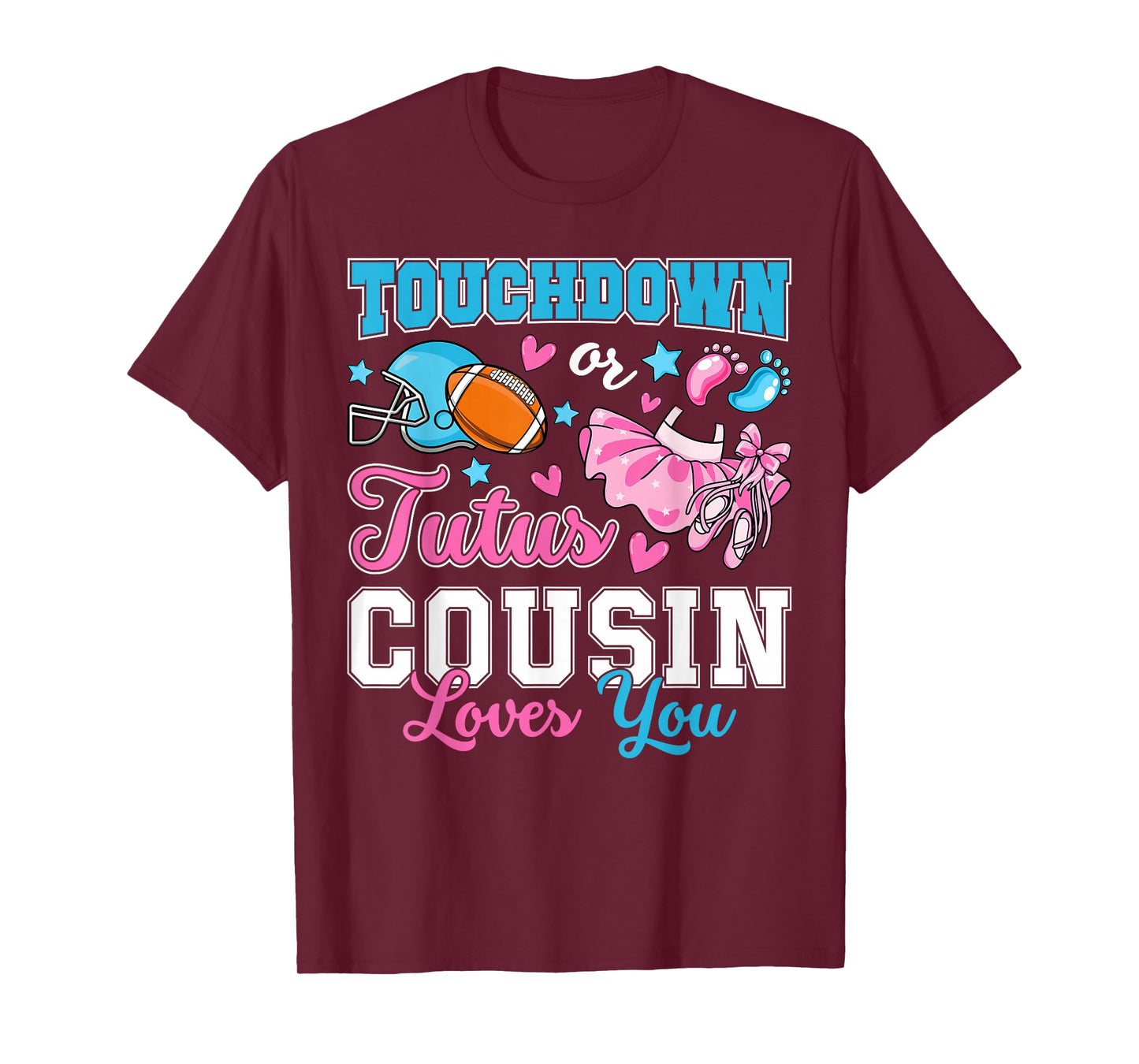 Touchdown or Tutus Cousin Loves You Cute Gender Reveal Baby T-Shirt