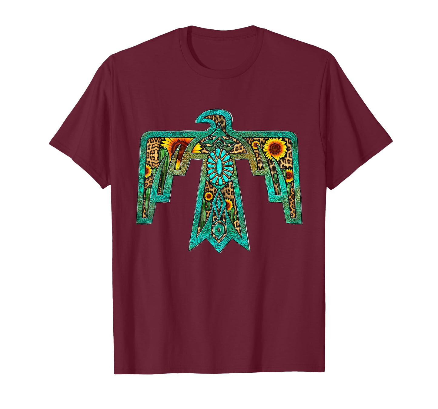 Western Southern Native American Thunderbird Sunflowers T-Shirt