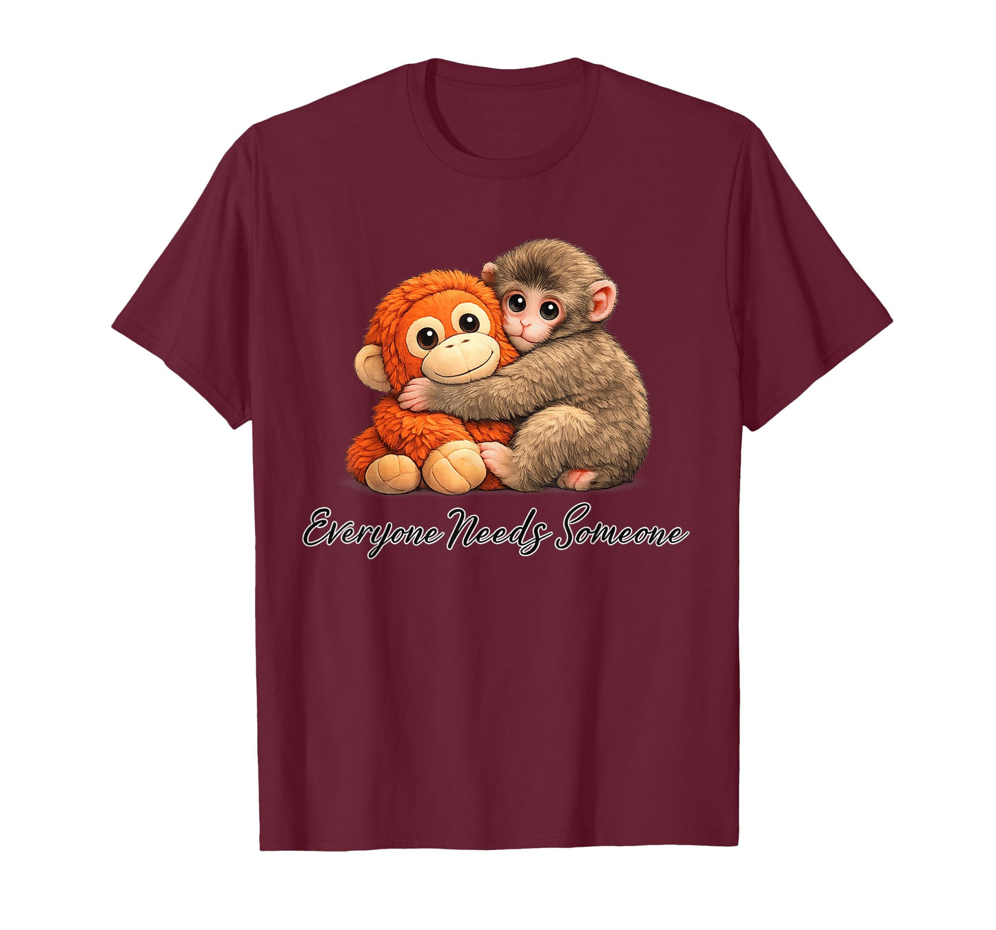 Cute Baby Monkey Punch Plush Hugging T-Shirt