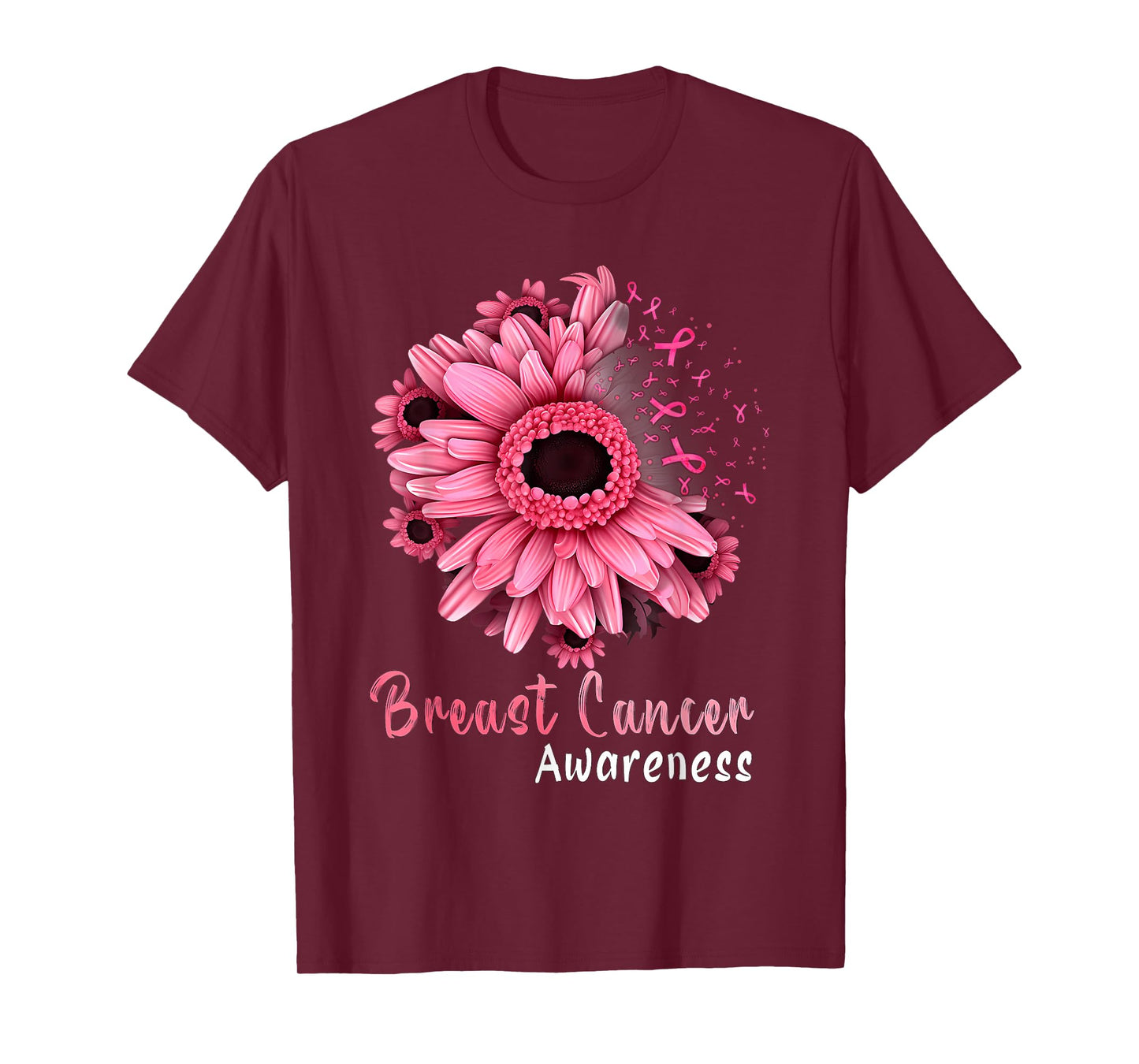 Pink Ribbon Sunflower Breast Cancer Awareness Women Kids T-Shirt