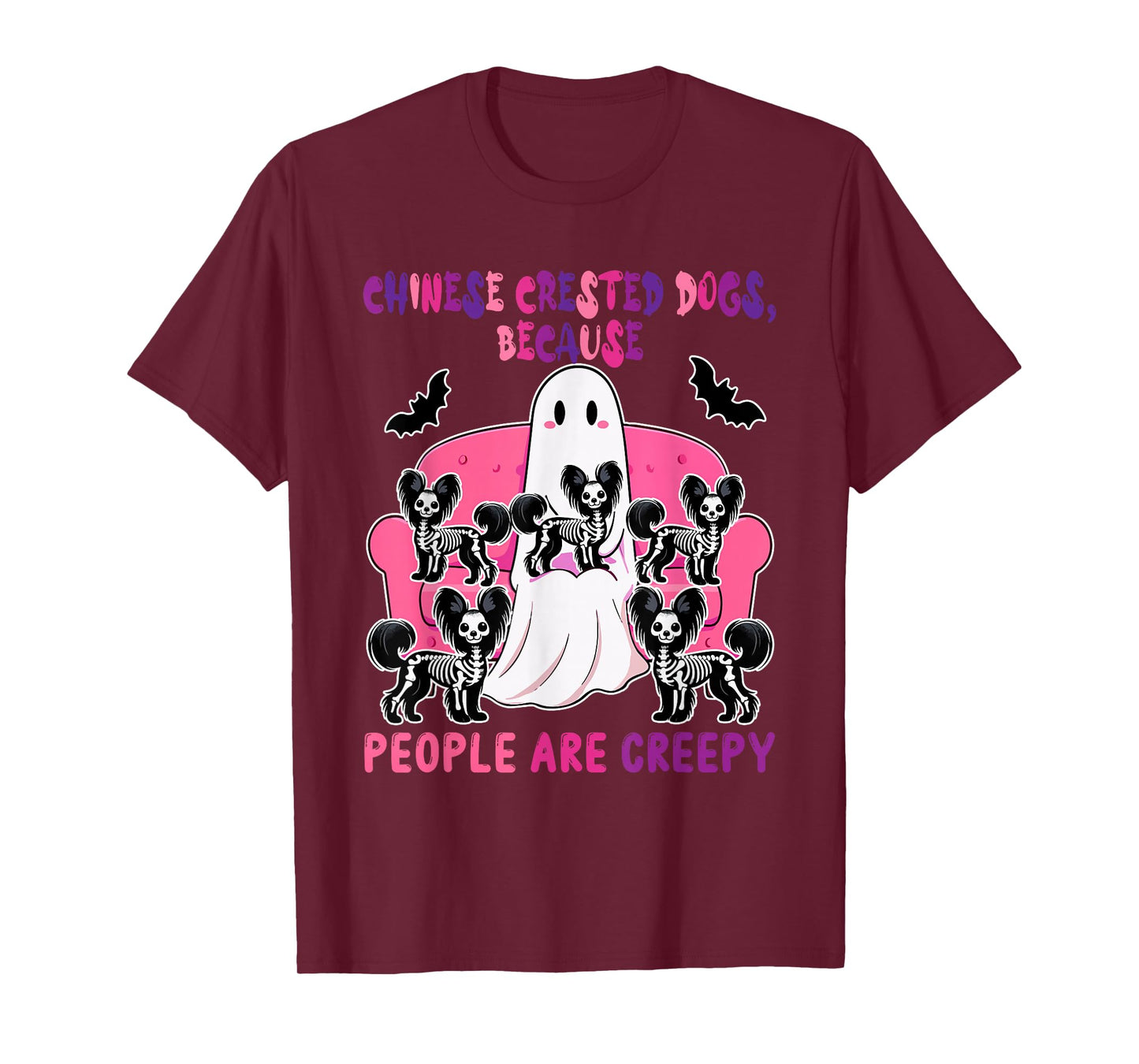 Chinese Crested Dogs Funny Joke People Creepy Halloween Boo T-Shirt