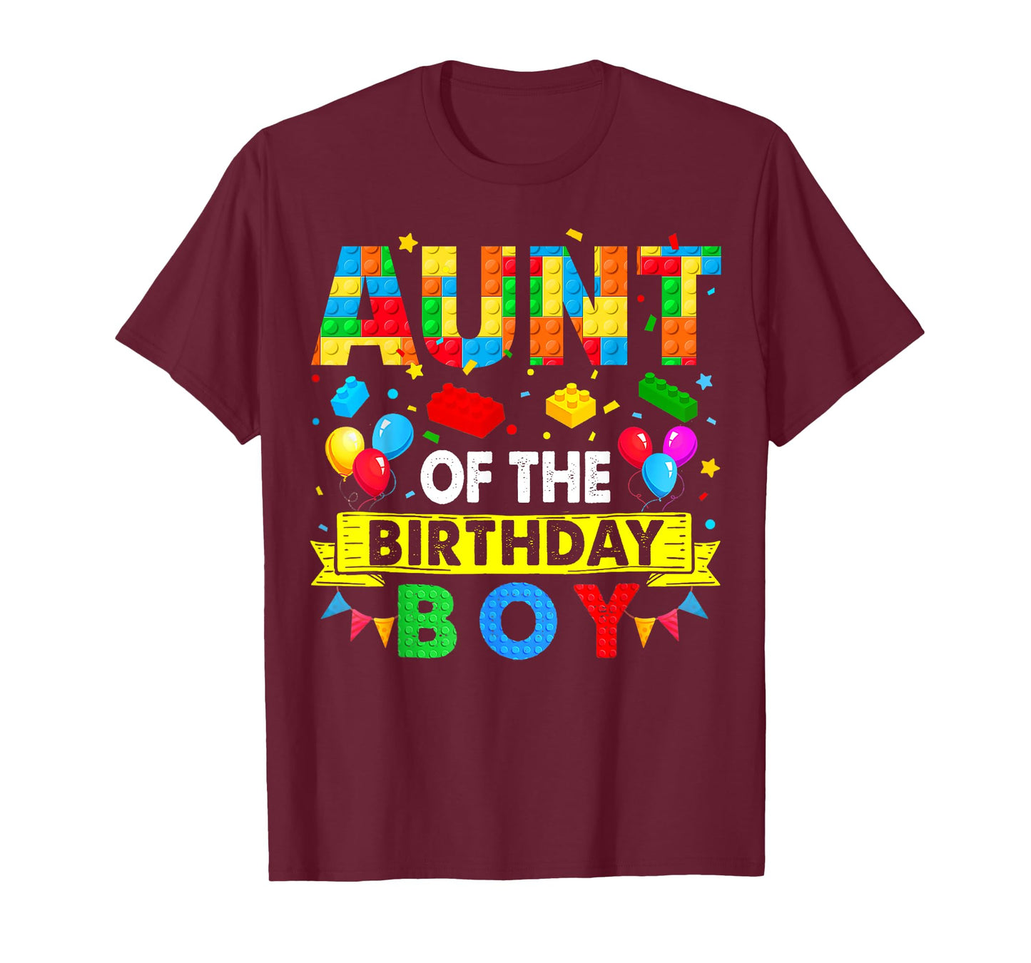 Aunt Of The Birthday Boy Master Builder Blocks Building T-Shirt