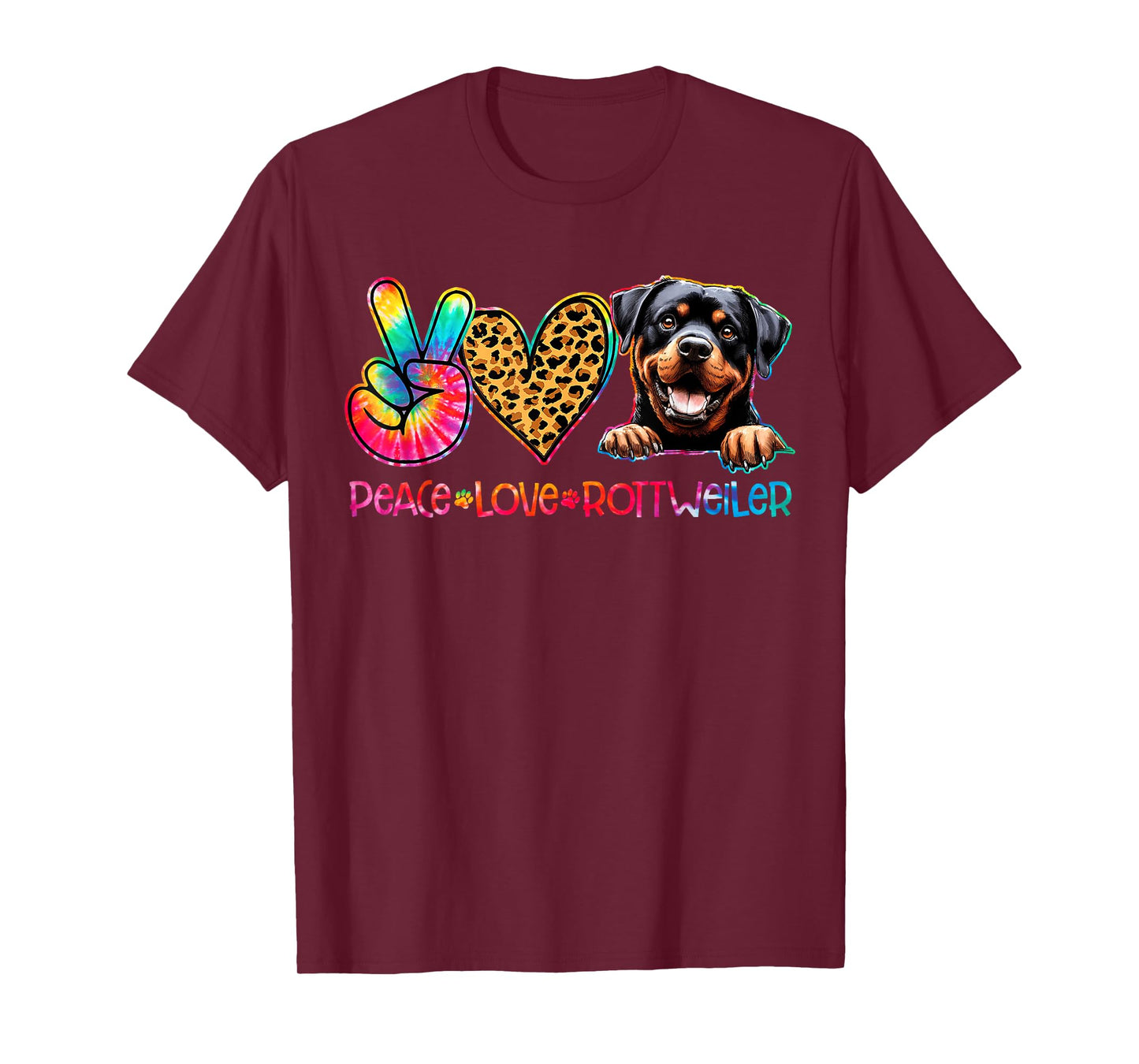 Peace Love Rottweiler Tie Dye Dog Lover T-Shirt
