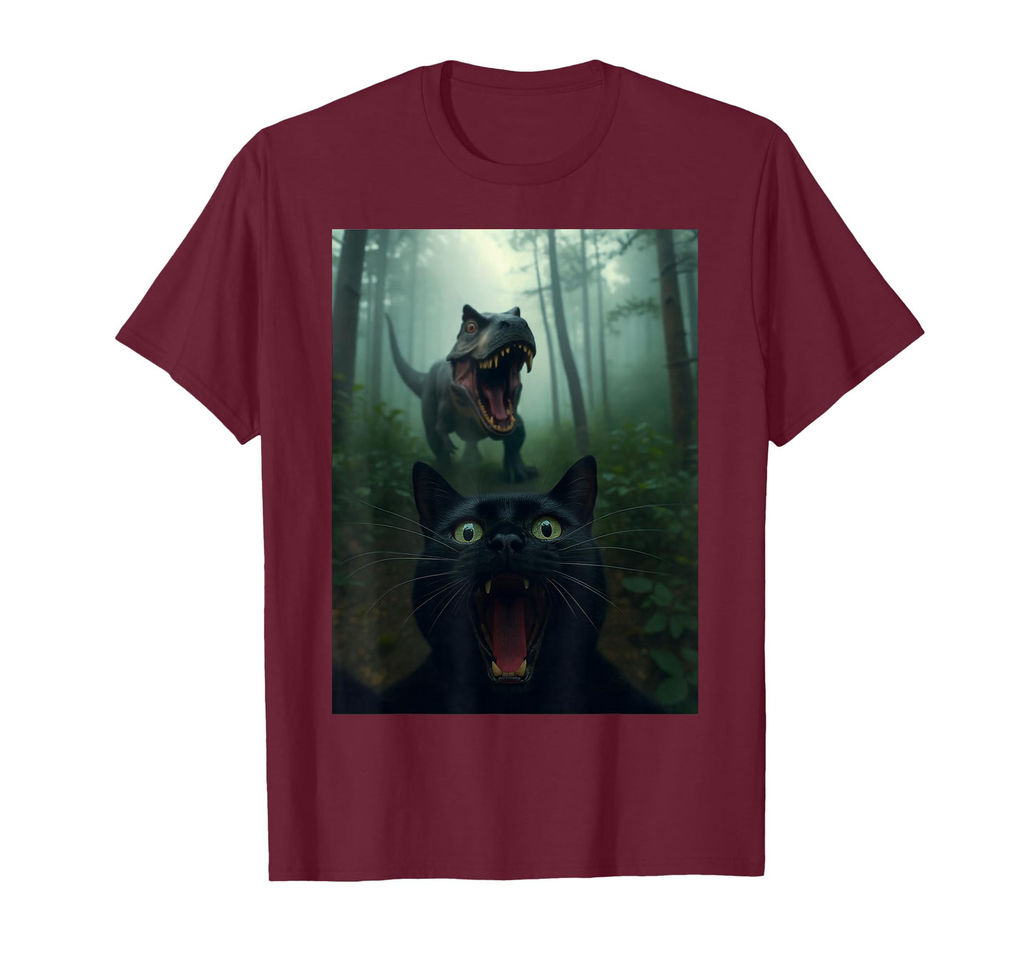 Funny Cat Selfie with T-Rex Dinosaur Gifts for Men Women Kid T-Shirt