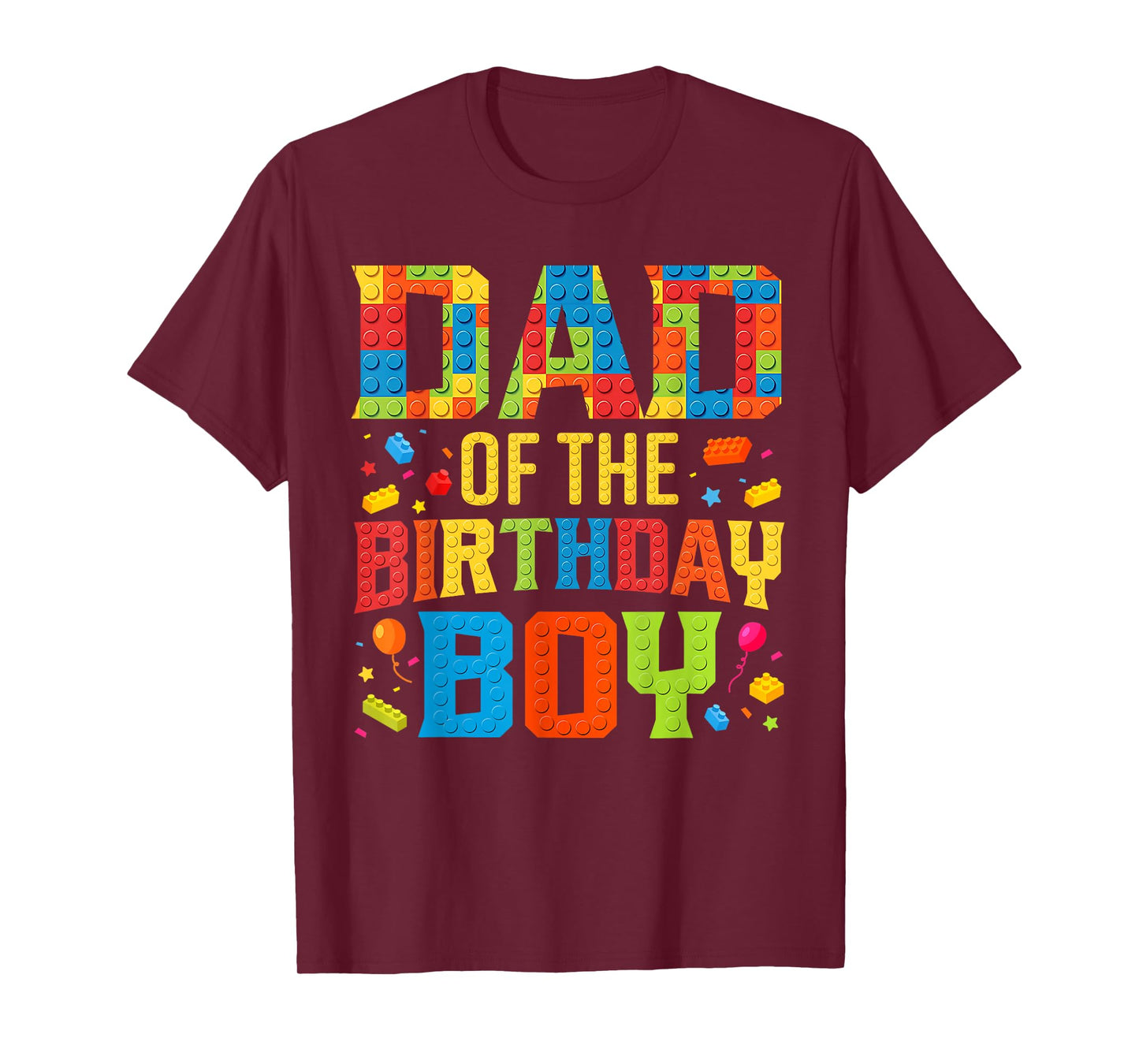 Dad Of The Birthday Boy Master Builder Building Blocks Kids T-Shirt