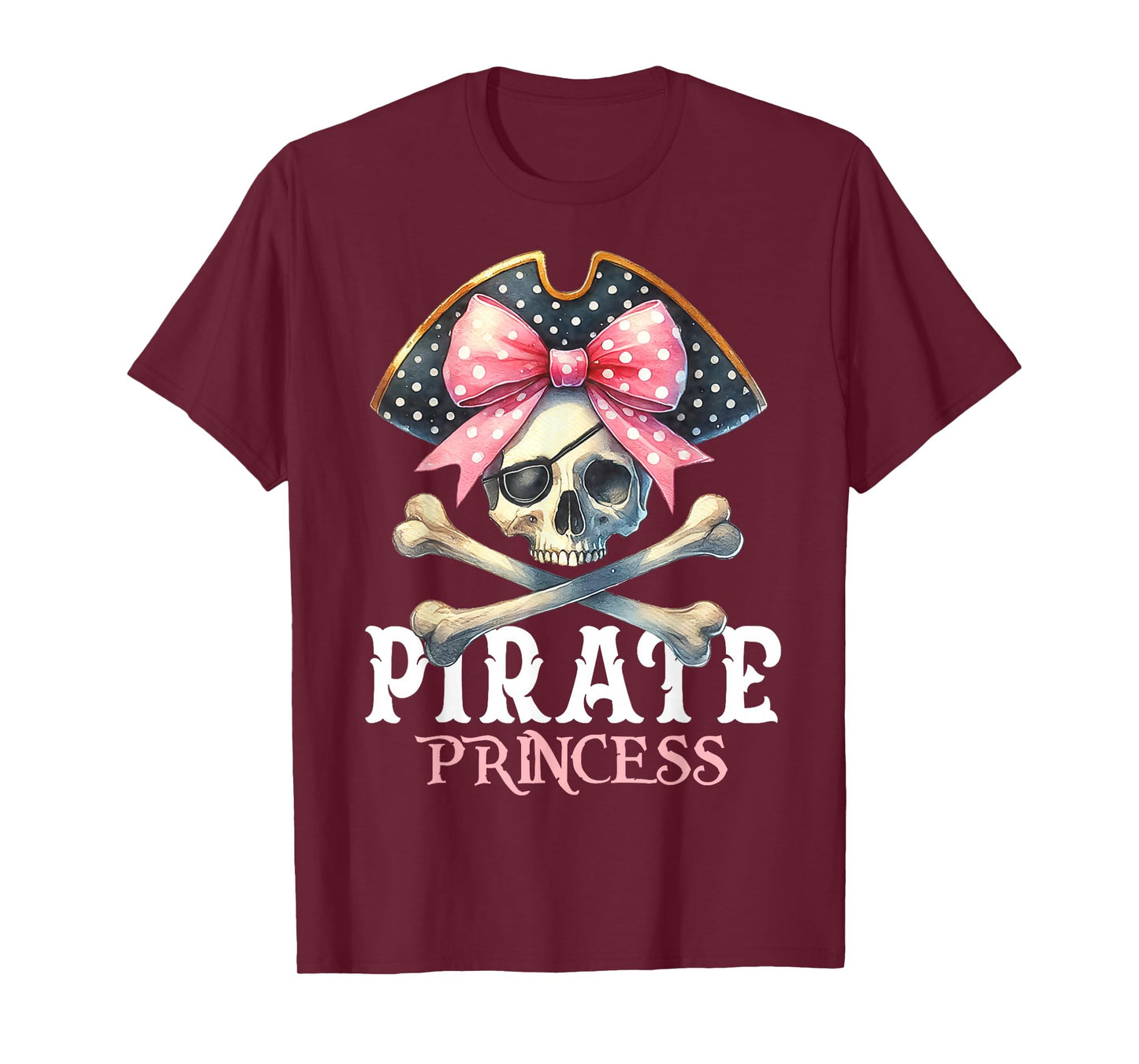 Funny Pirate Princess Coquette Bow Halloween Costume Girls T-Shirt