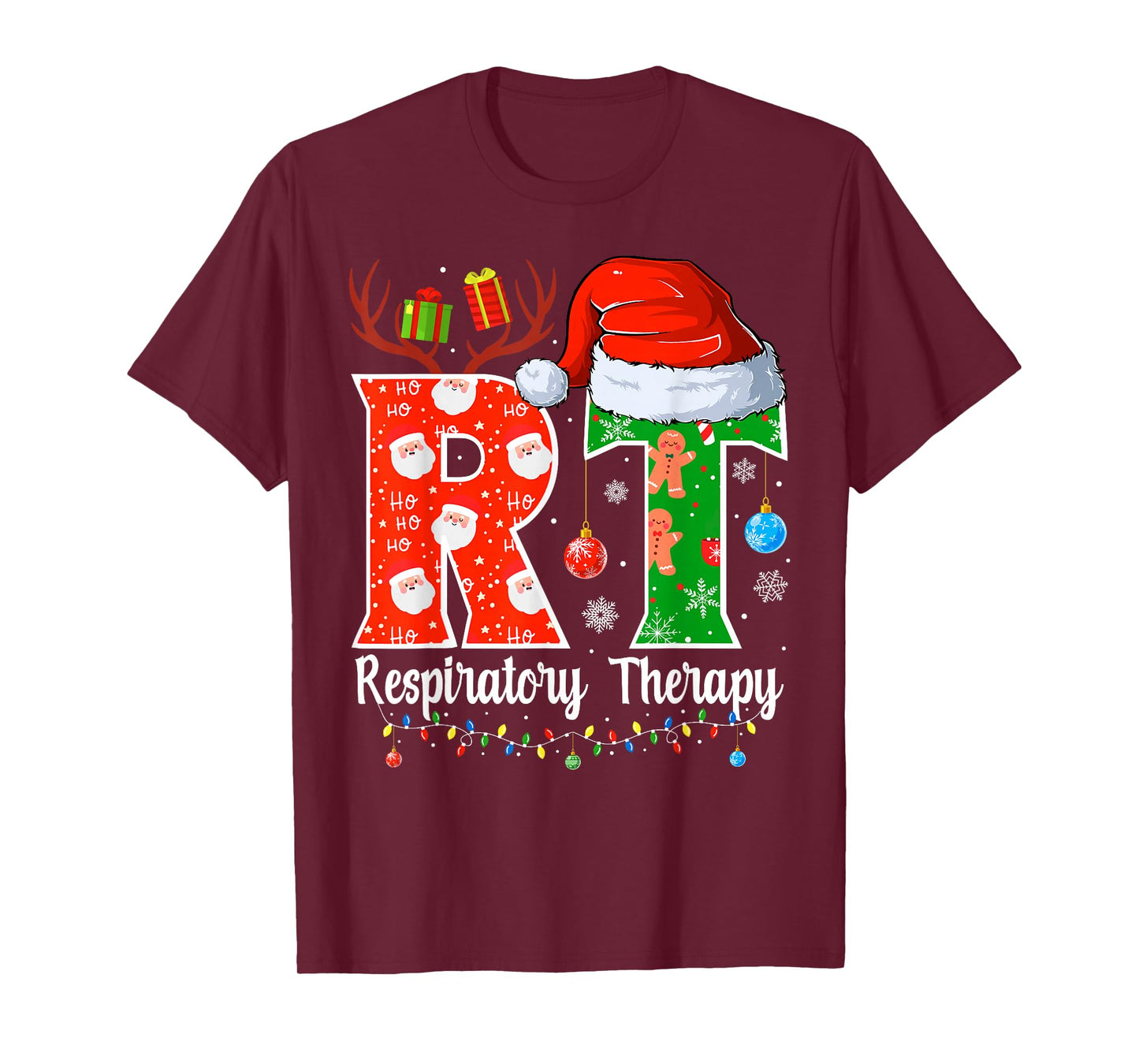 RT Christmas Respiratory Therapy Christmas RT Xmas T-Shirt
