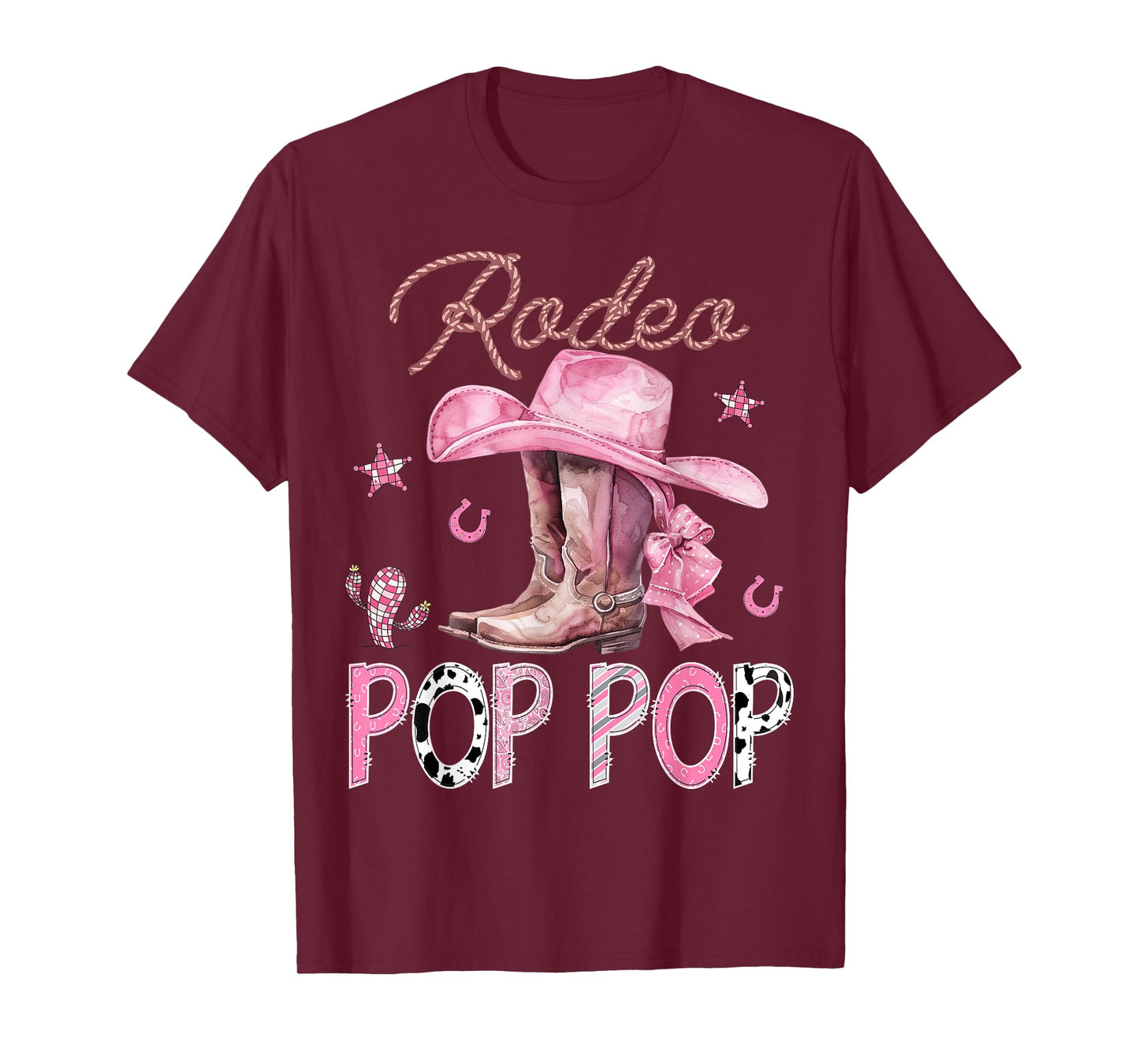 Rodeo Pop Pop Pink Boots Coquette CowGirl Birthday Party T-Shirt